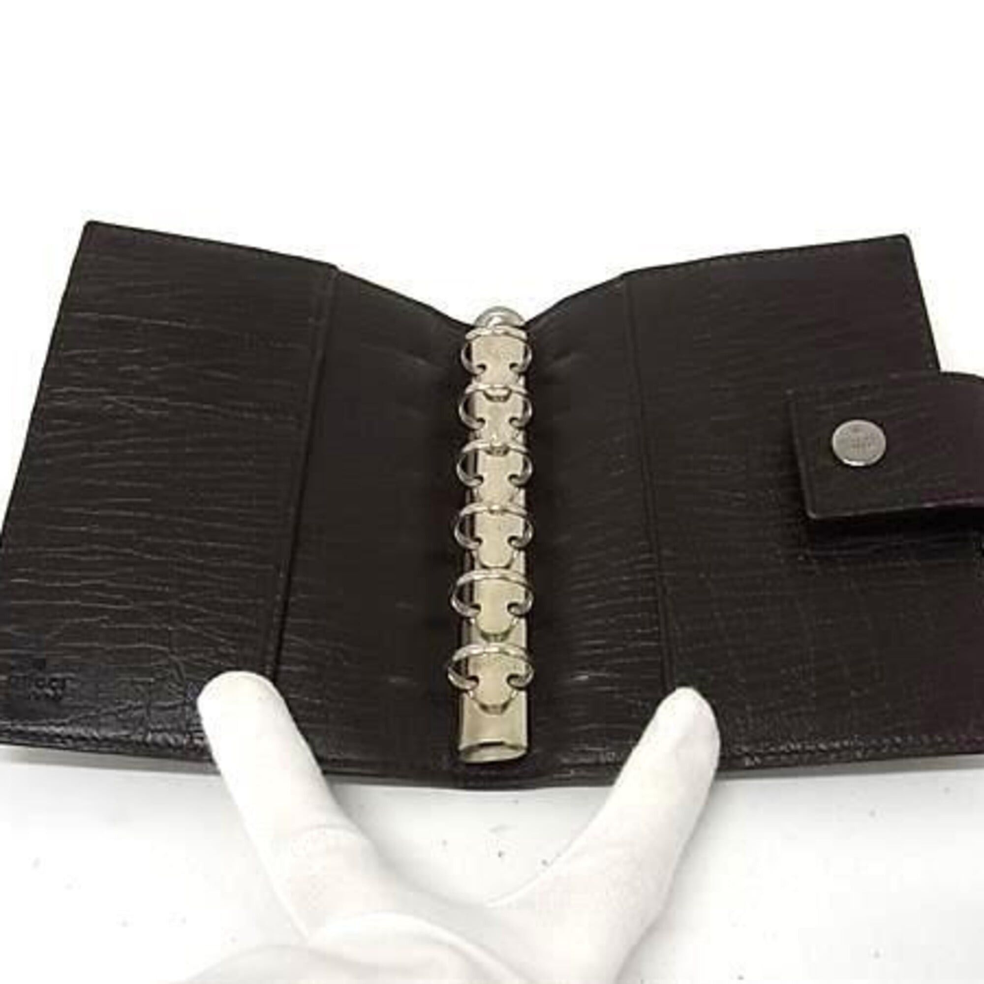Gucci GUCCI GG Supreme notebook cover, 115240, beige/brown leather, men's/women's, 6-ring binder. Size ONE SIZE - 3 Thumbnail