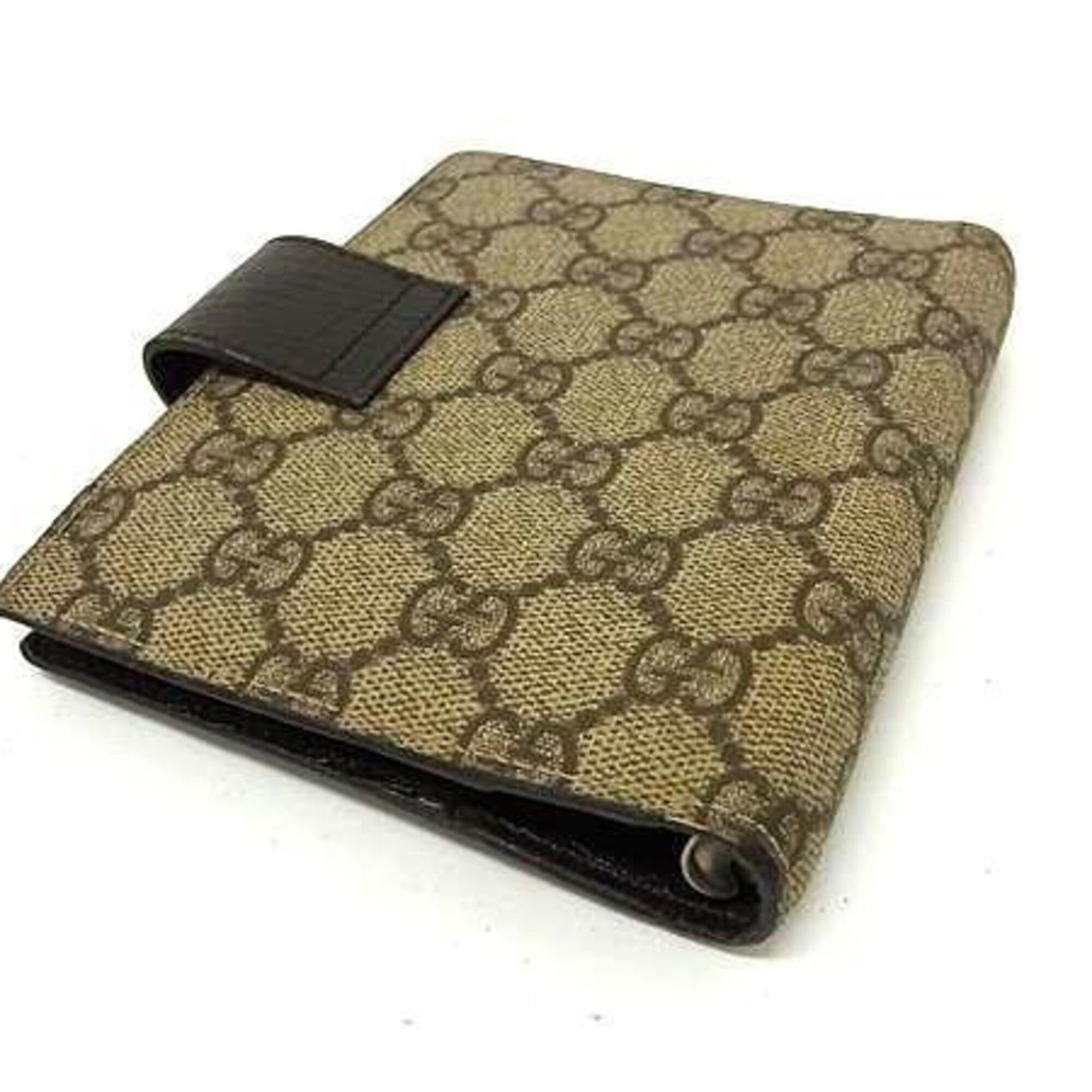 Gucci GUCCI GG Supreme notebook cover, 115240, beige/brown leather, men's/women's, 6-ring binder. Size ONE SIZE - 2 Thumbnail