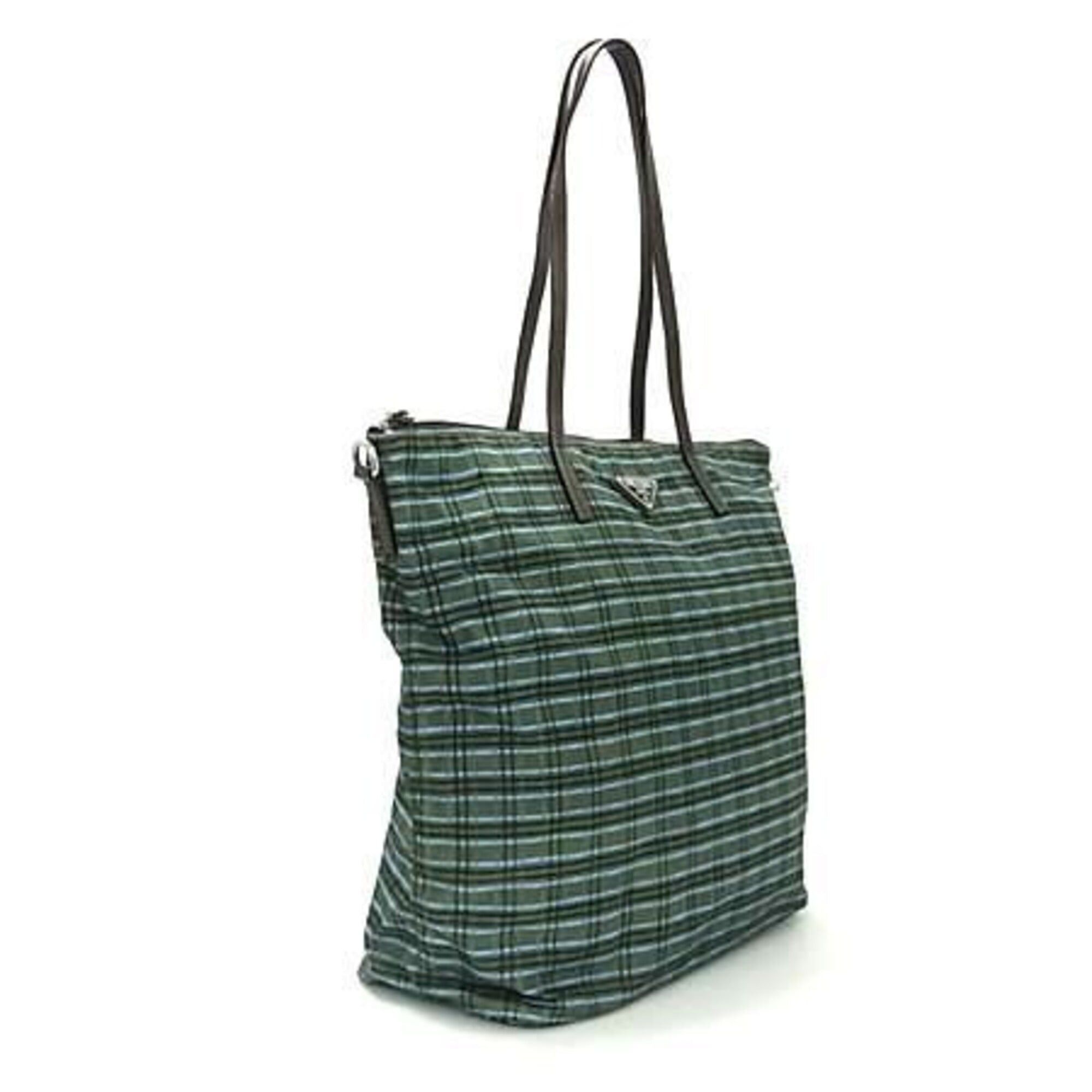 Prada PRADA Triangle Shoulder Bag 1BG189 Green x Brown Tessuto Nylon Men's Women's Check Size ONE SIZE - 2 Thumbnail