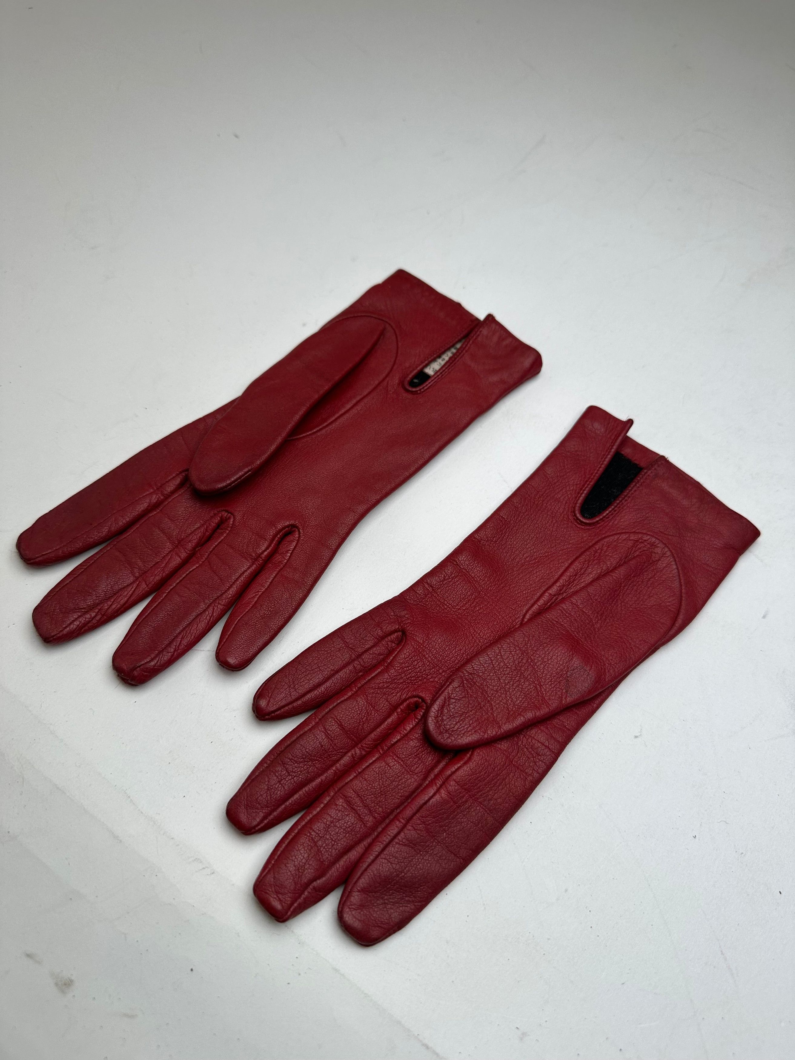 Loewe Vintage Leather Gloves Red Size ONE SIZE - 6 Thumbnail