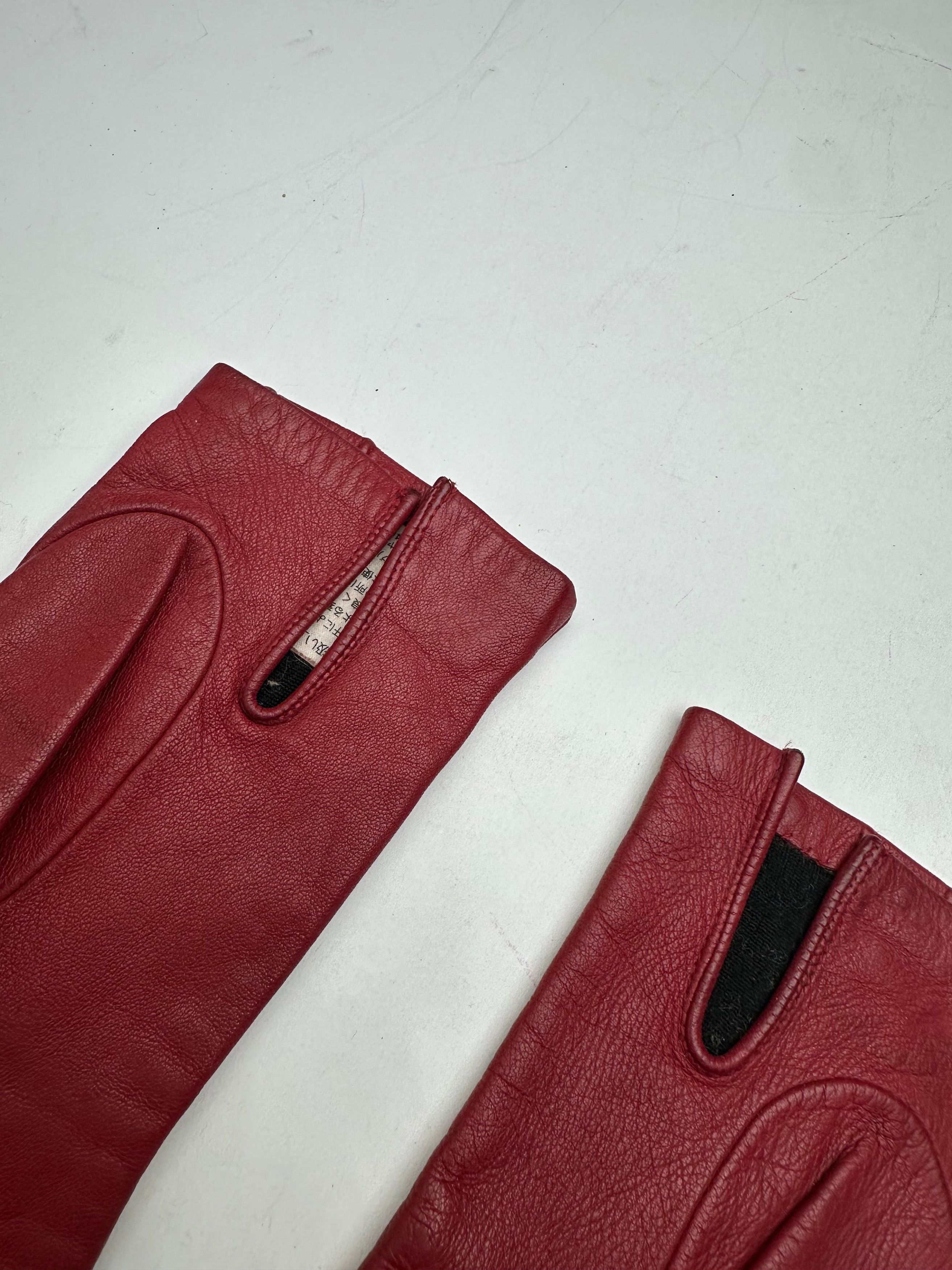 Loewe Vintage Leather Gloves Red Size ONE SIZE - 8 Thumbnail