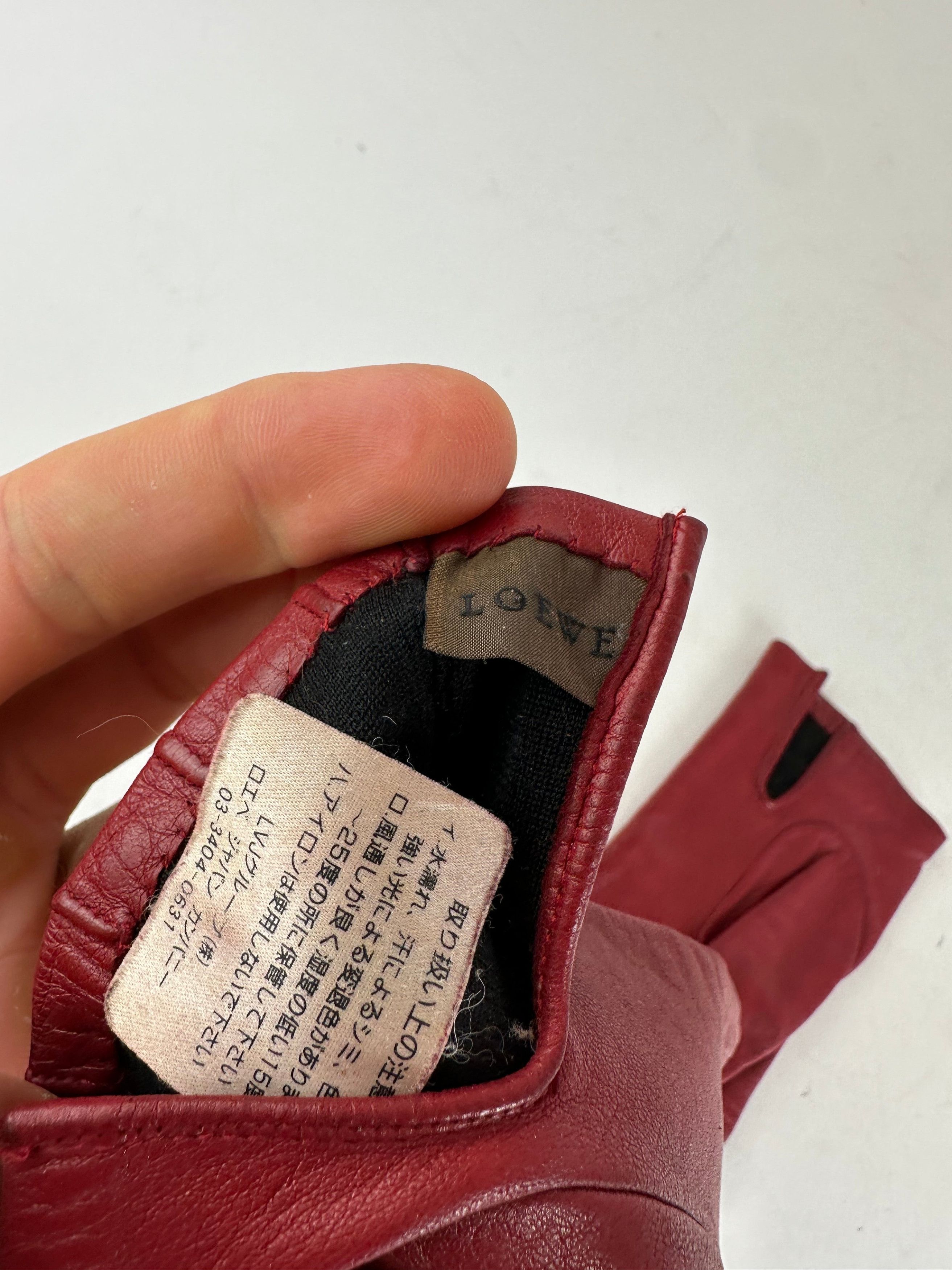 Loewe Vintage Leather Gloves Red Size ONE SIZE - 9 Thumbnail