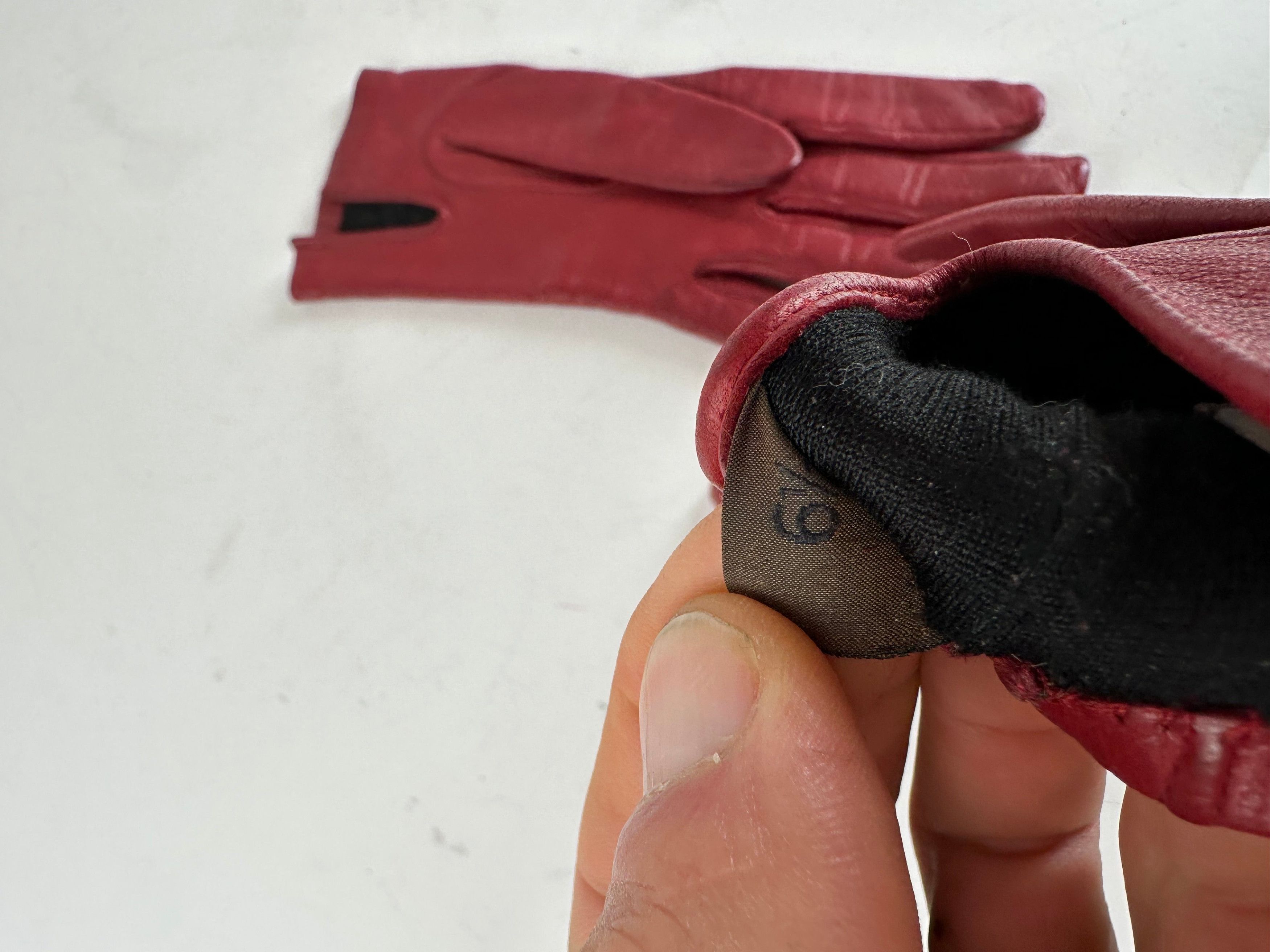 Loewe Vintage Leather Gloves Red Size ONE SIZE - 10 Thumbnail