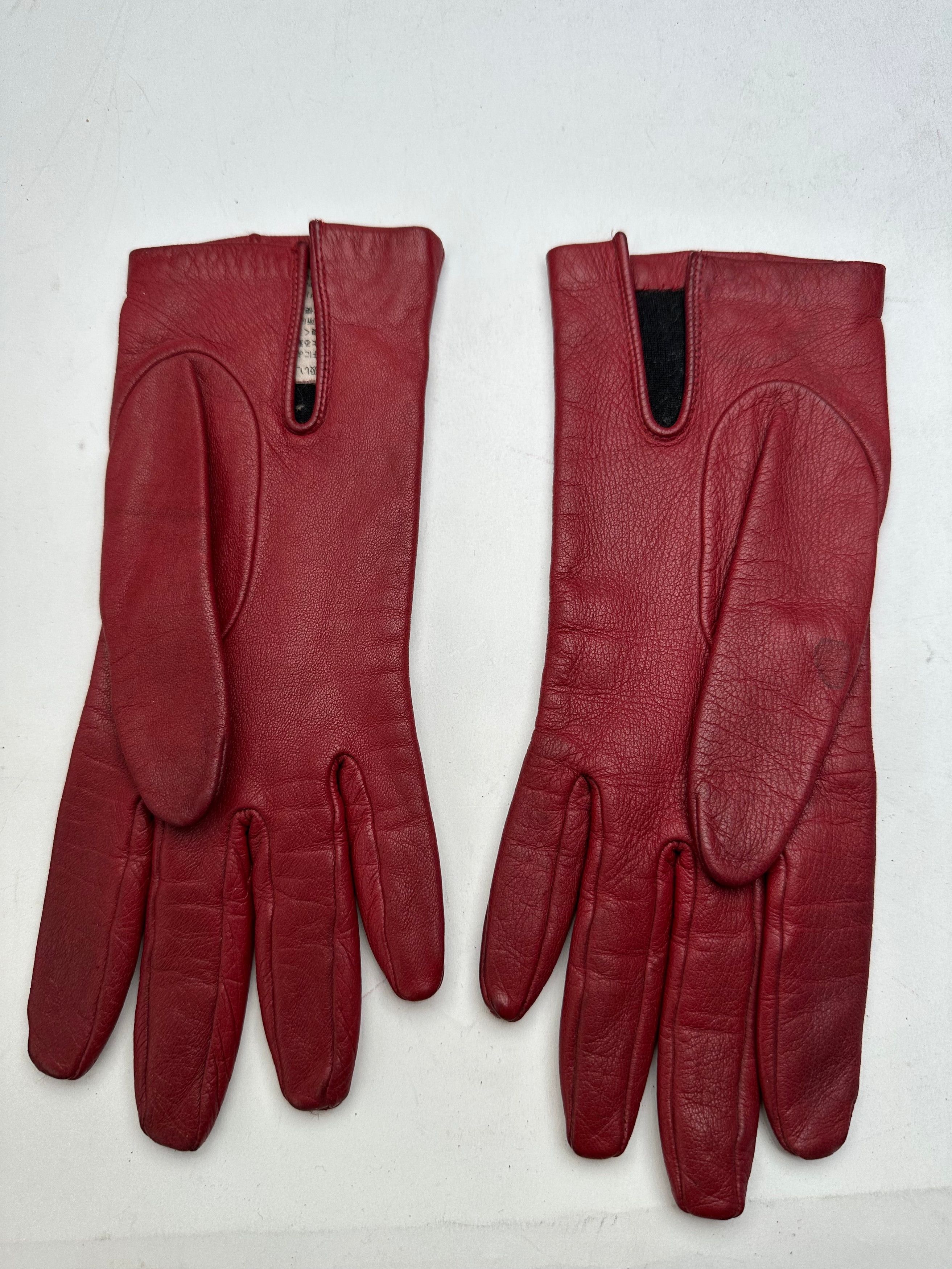 Loewe Vintage Leather Gloves Red Size ONE SIZE - 7 Thumbnail