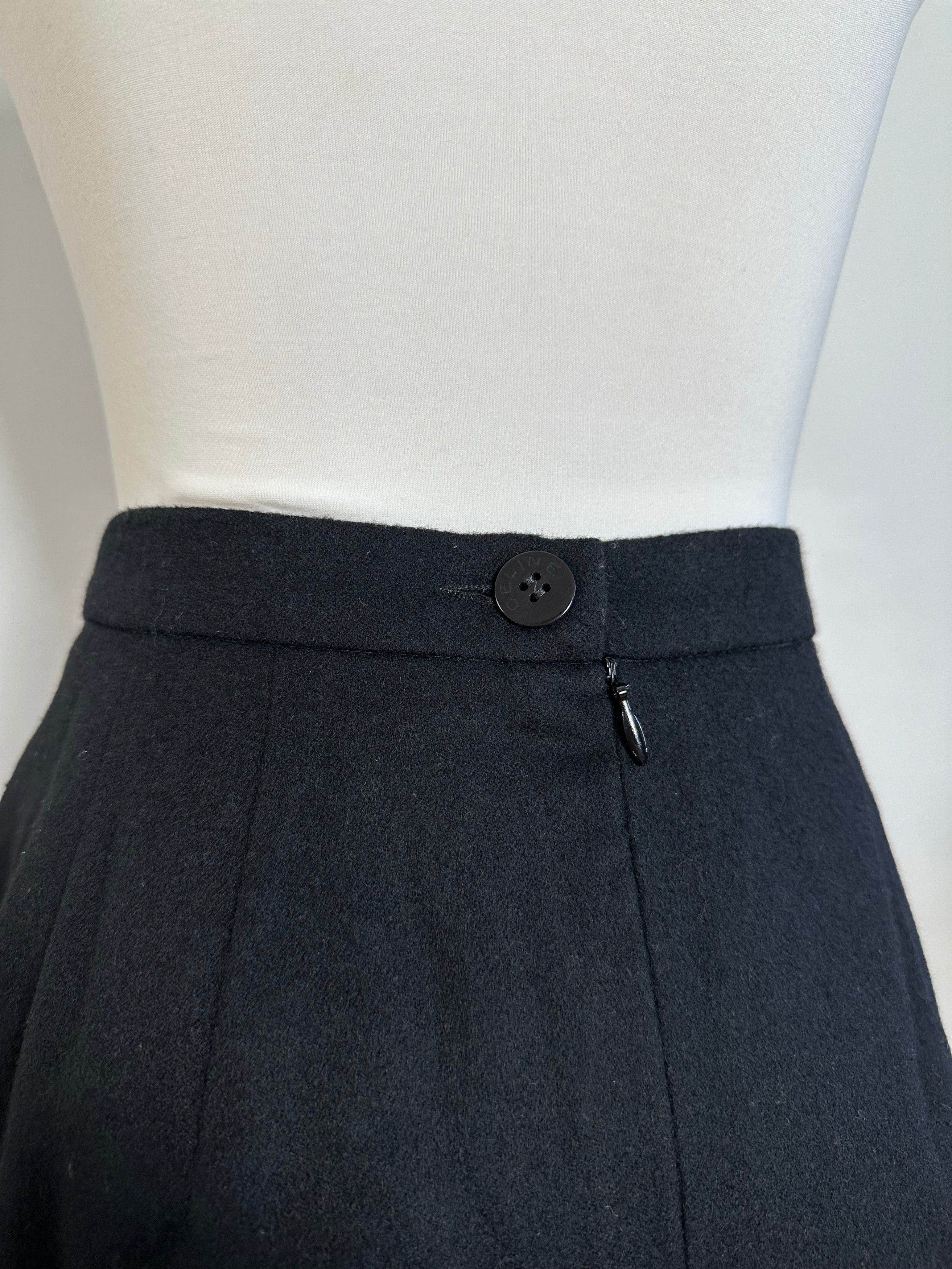 Celine Vintage Paris Wool Skirt Black 36/S Size 26" / US 2 / IT 38 - 5 Thumbnail