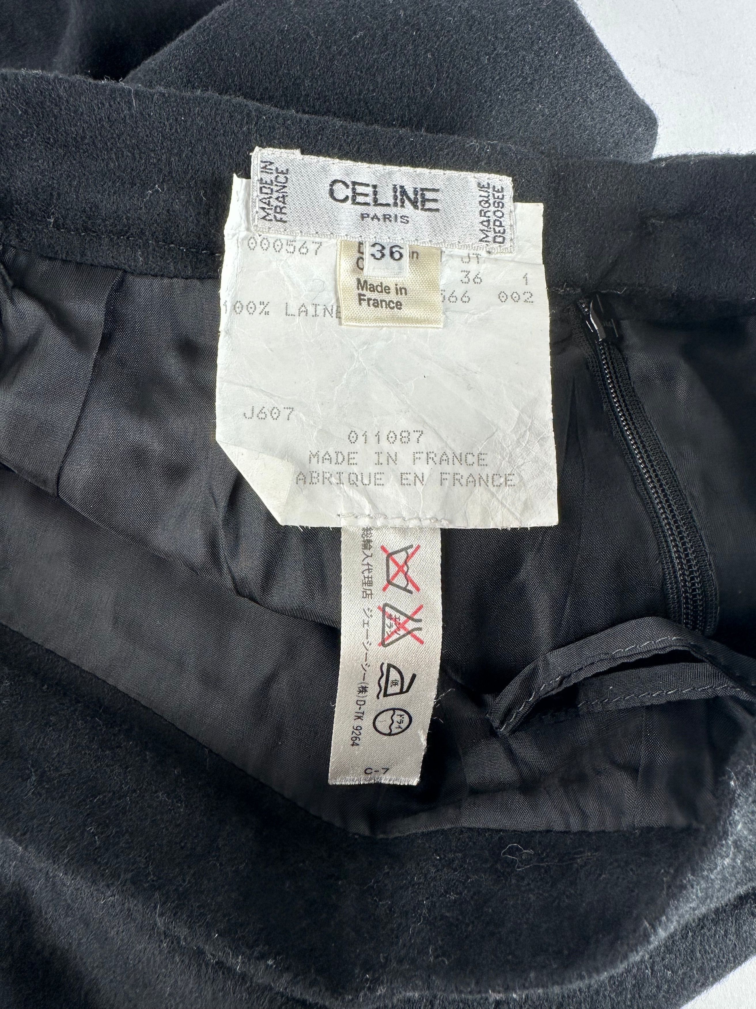 Celine Vintage Paris Wool Skirt Black 36/S Size 26" / US 2 / IT 38 - 4 Thumbnail