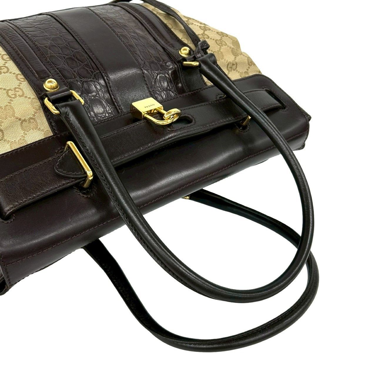 Gucci Gucci Gucci GG Canvas Leather Tote Bag Leather Tote Bag DUTY FREE for USA Size ONE SIZE - 5 Thumbnail