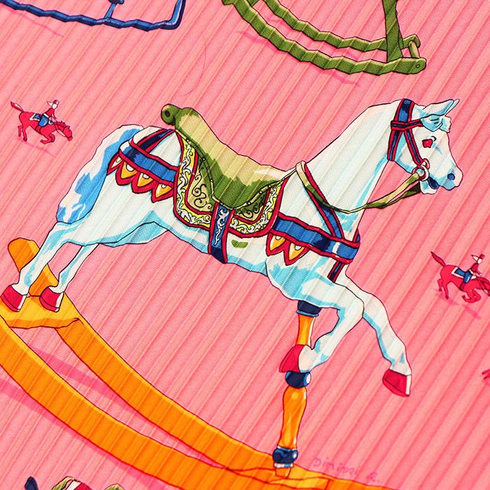 Hermes Hermes Hermes Raconte moi le cheval Silk Pleated Scarf Textile Scarf DUTY FREE for USA Size ONE SIZE - 12 Thumbnail