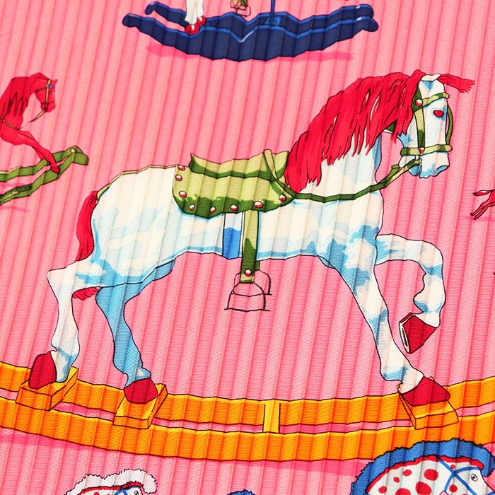 Hermes Hermes Hermes Raconte moi le cheval Silk Pleated Scarf Textile Scarf DUTY FREE for USA Size ONE SIZE - 11 Thumbnail