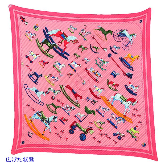 Hermes Hermes Hermes Raconte moi le cheval Silk Pleated Scarf Textile Scarf DUTY FREE for USA Size ONE SIZE - 3 Thumbnail