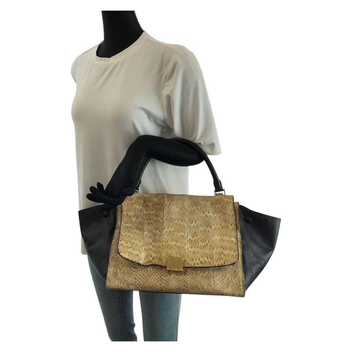 Celine Celine Celine Trapeze Python Handbag Leather Handbag DUTY FREE for USA Size ONE SIZE - 7 Thumbnail