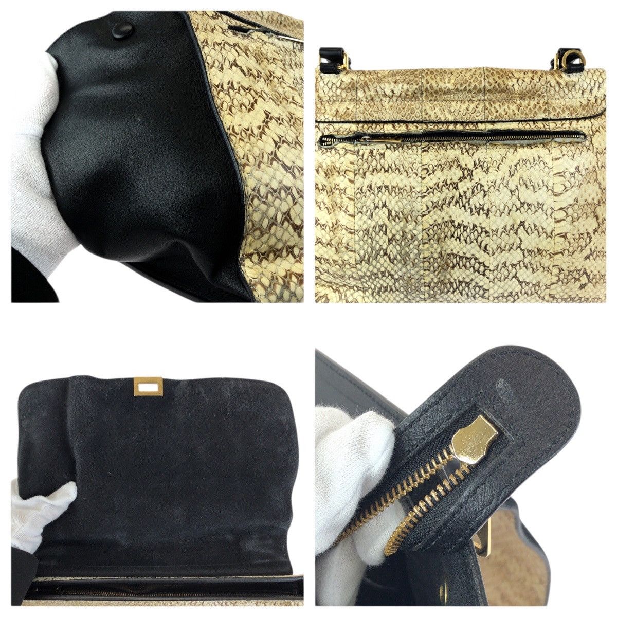 Celine Celine Celine Trapeze Python Handbag Leather Handbag DUTY FREE for USA Size ONE SIZE - 6 Thumbnail