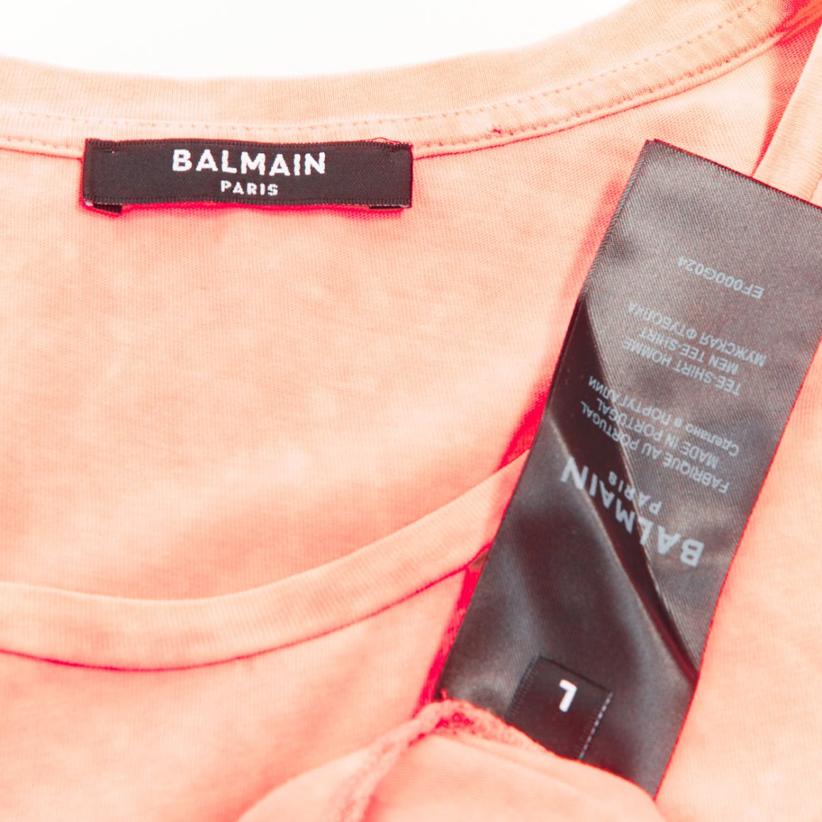 Balmain BALMAIN pink washed cotton jersey retro beach sunset graphic logo t-shirt L Size US L / EU 52-54 / 3 - 8 Thumbnail
