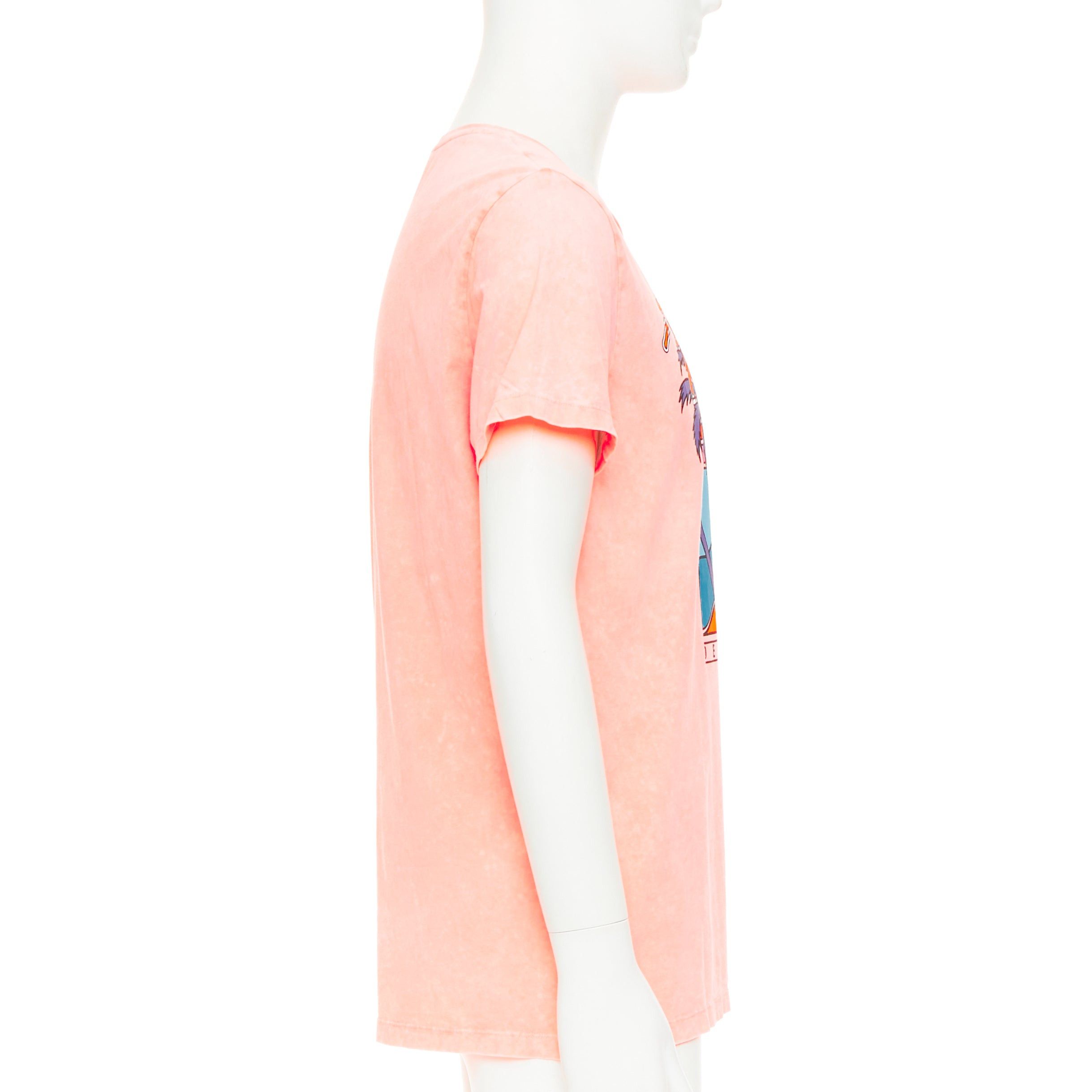 Balmain BALMAIN pink washed cotton jersey retro beach sunset graphic logo t-shirt L Size US L / EU 52-54 / 3 - 4 Thumbnail