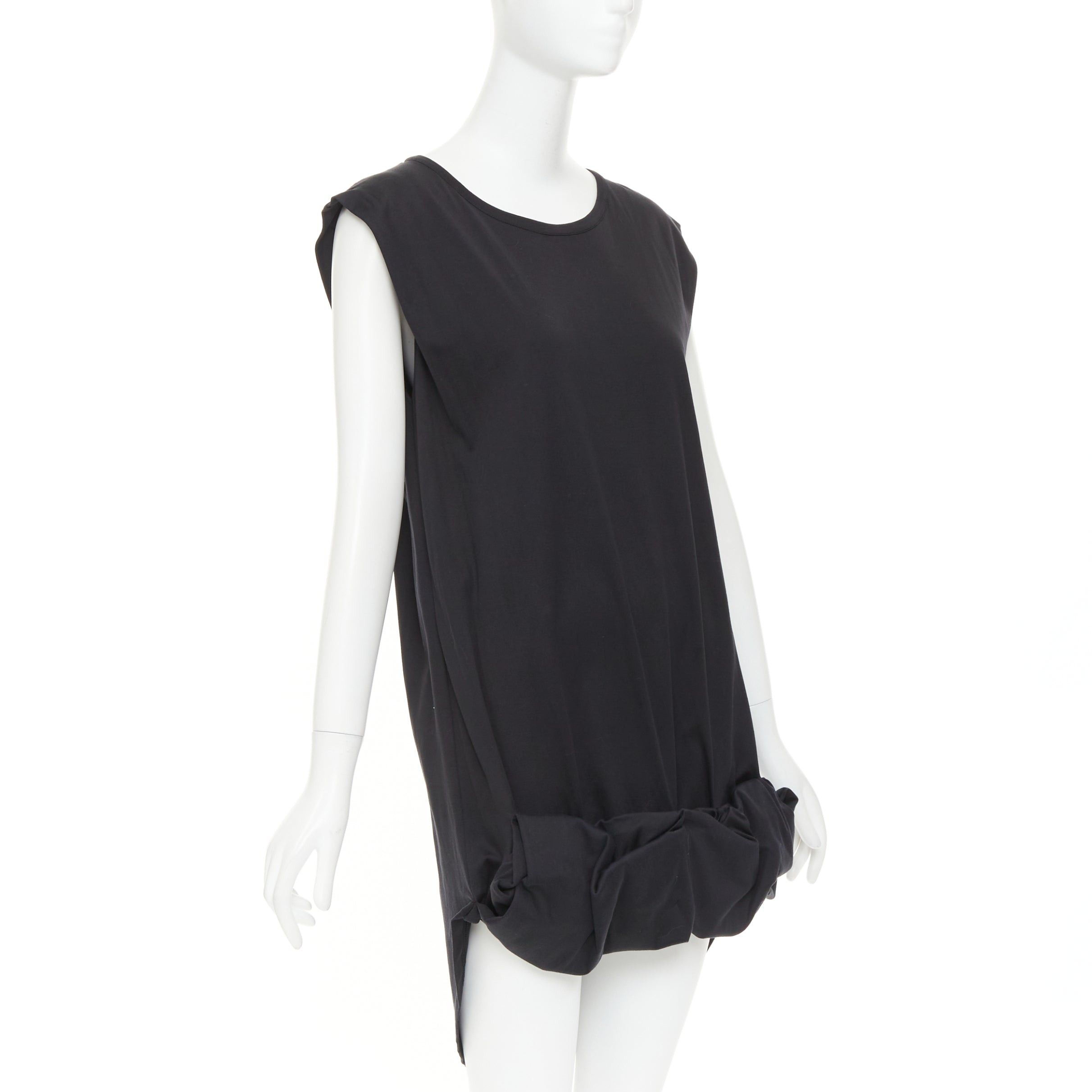 Maison Margiela MAISON MARTIN MARGIELA 2001 Vintage black cotton deconstructed ruched bubble hem mini dress M Size M / US 6-8 / IT 42-44 - 3 Thumbnail