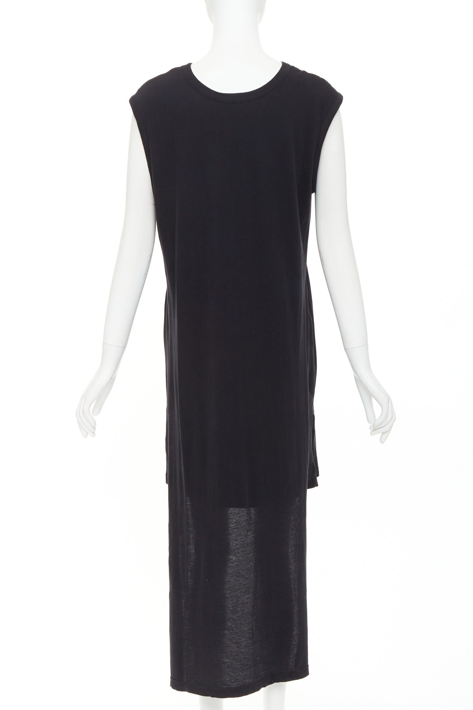 Ann Demeulemeester ANN DEMEULEMEESTER black cotton layered asymmetric hi-low trailing midi dress FR38 M Size M / US 6-8 / IT 42-44 - 4 Thumbnail