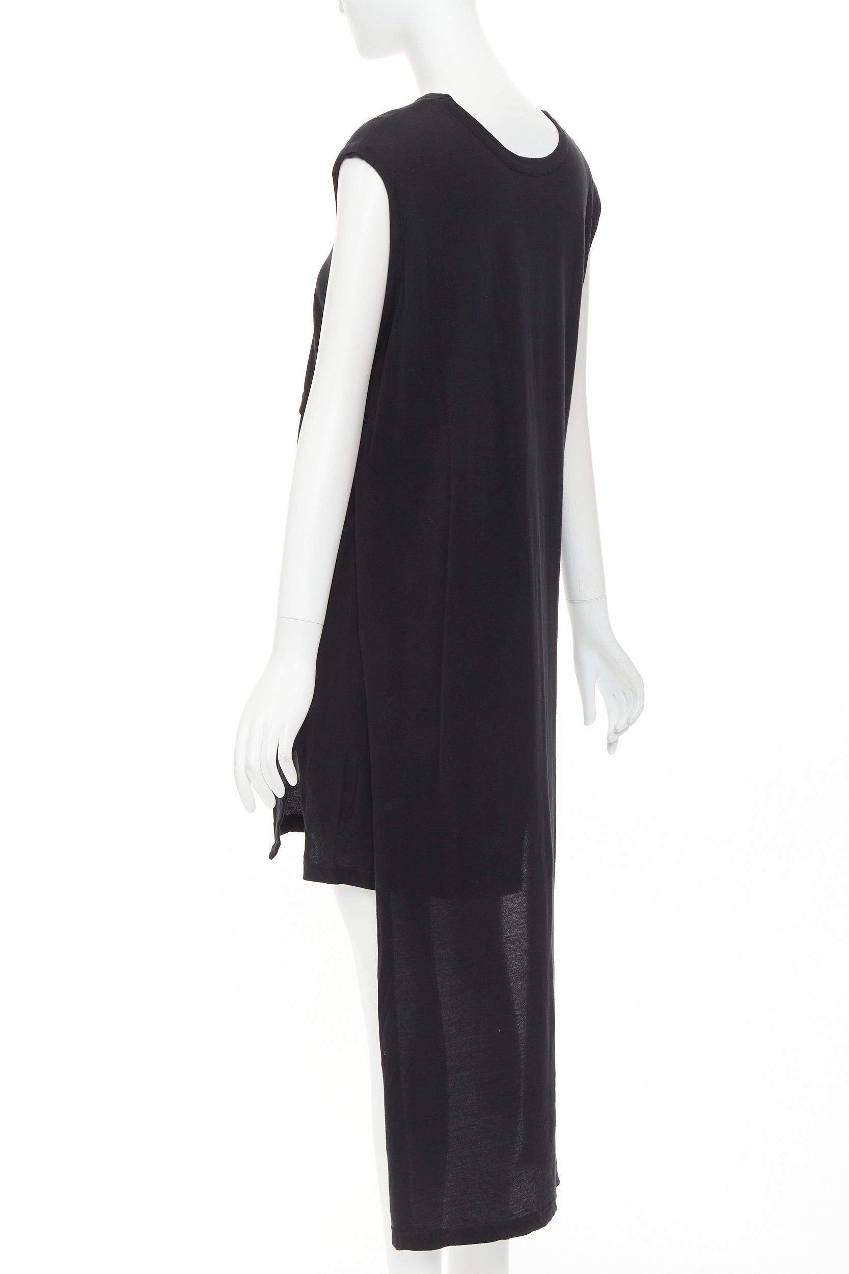 Ann Demeulemeester ANN DEMEULEMEESTER black cotton layered asymmetric hi-low trailing midi dress FR38 M Size M / US 6-8 / IT 42-44 - 5 Thumbnail