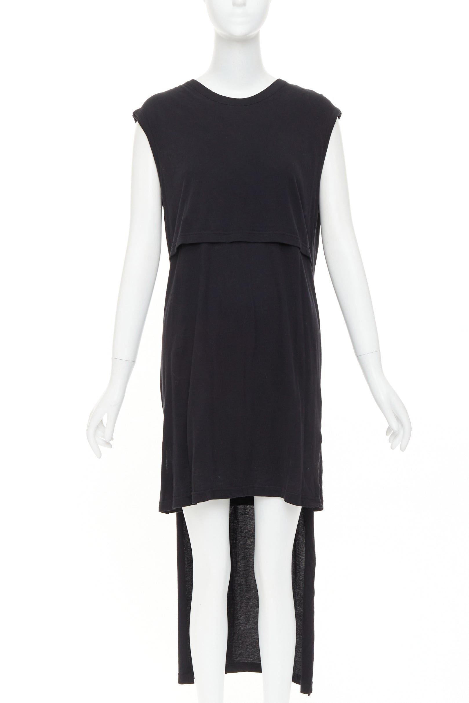 Ann Demeulemeester ANN DEMEULEMEESTER black cotton layered asymmetric hi-low trailing midi dress FR38 M Size M / US 6-8 / IT 42-44 - 2 Thumbnail