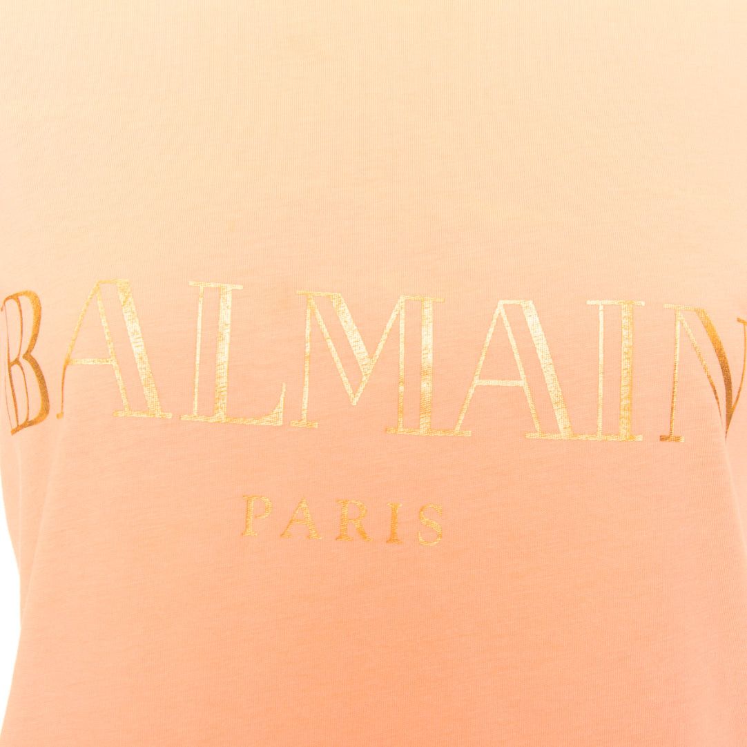 Balmain BALMAIN peach pink gold foil logo buttons shoulder sleeveless tshirt FR36 S Size S / US 4 / IT 40 - 7 Thumbnail