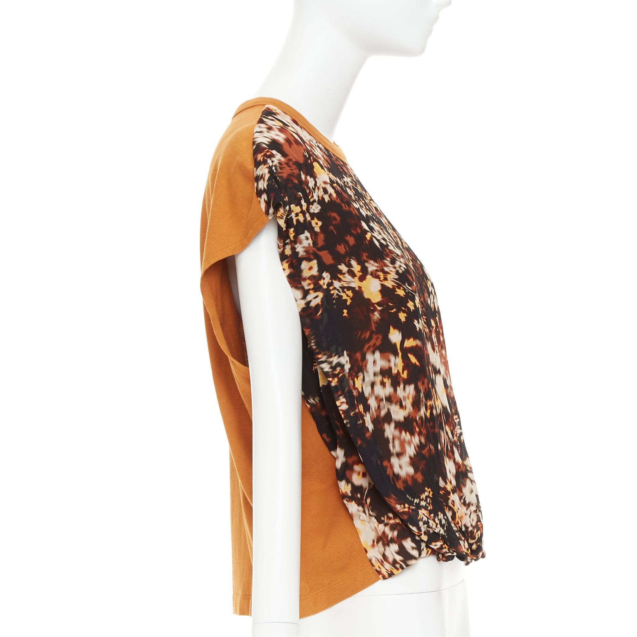 Dries Van Noten DRIES VAN NOTEN 2021 Hernet brown black cotton blurry floral print cap sleeve sweater S Size S / US 4 / IT 40 - 4 Thumbnail