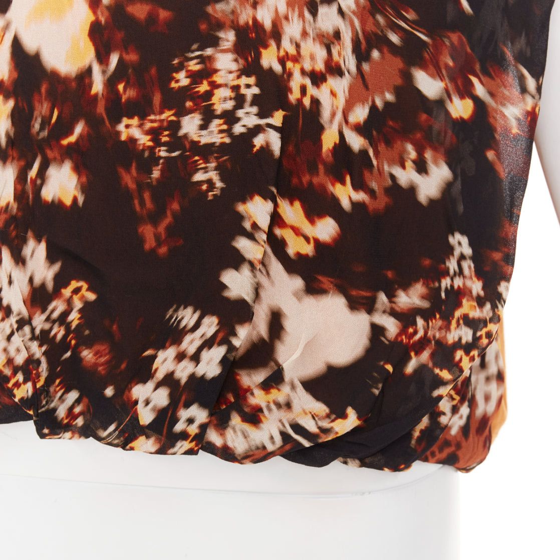 Dries Van Noten DRIES VAN NOTEN 2021 Hernet brown black cotton blurry floral print cap sleeve sweater S Size S / US 4 / IT 40 - 2 Thumbnail