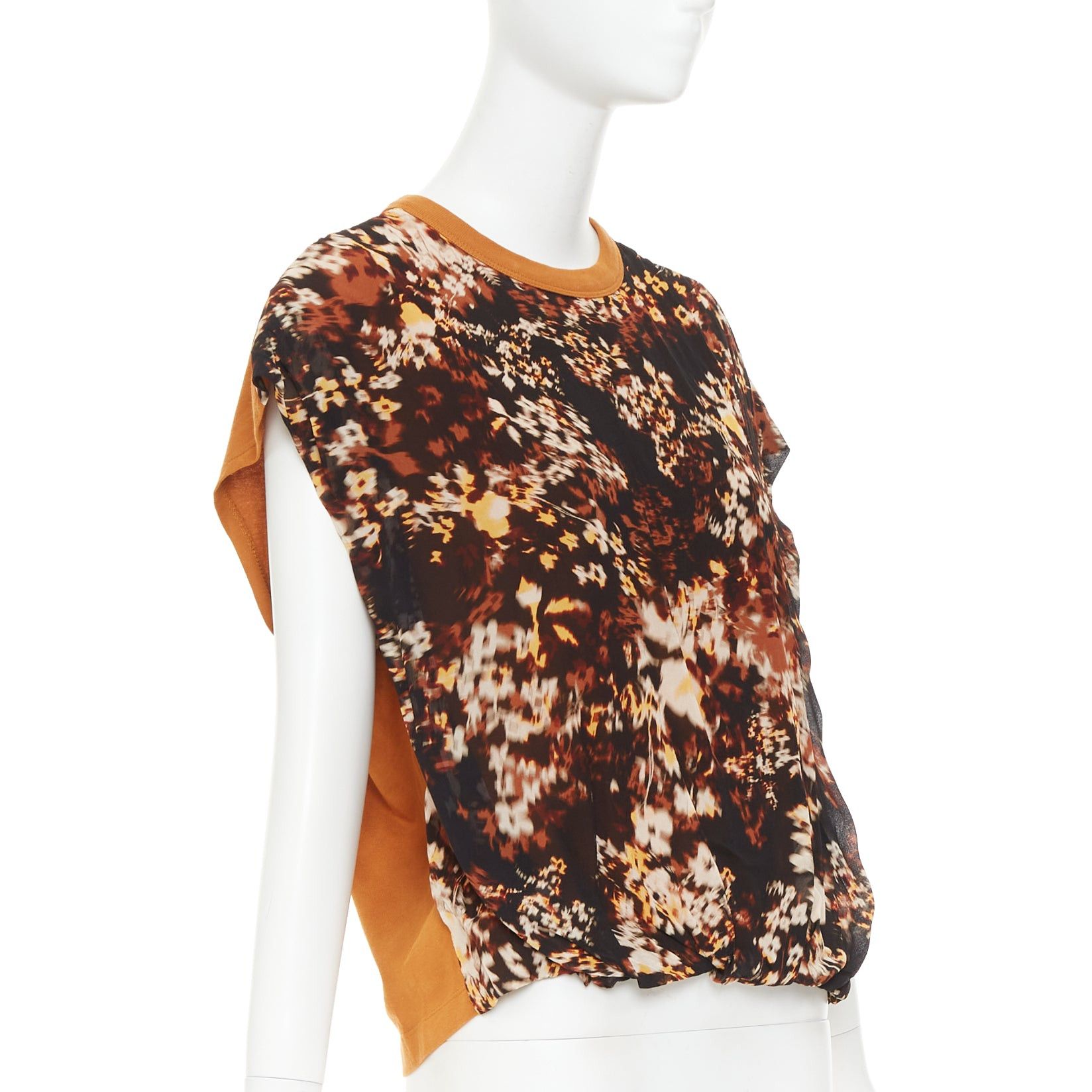 Dries Van Noten DRIES VAN NOTEN 2021 Hernet brown black cotton blurry floral print cap sleeve sweater S Size S / US 4 / IT 40 - 3 Thumbnail