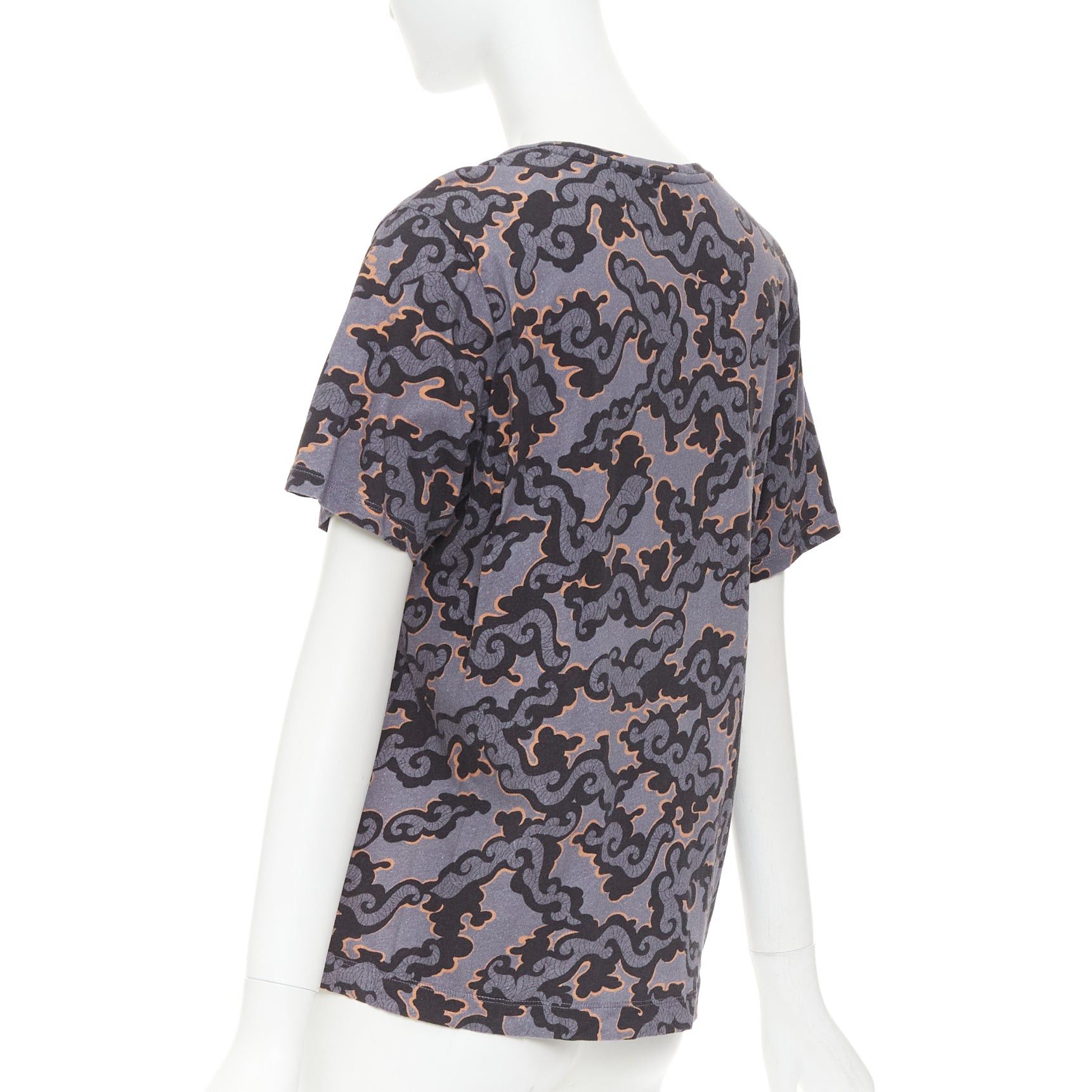 Dries Van Noten DRIES VAN NOTEN 2013 purple orange oriental cloud print felt applique tshirt S Size S / US 4 / IT 40 - 6 Thumbnail
