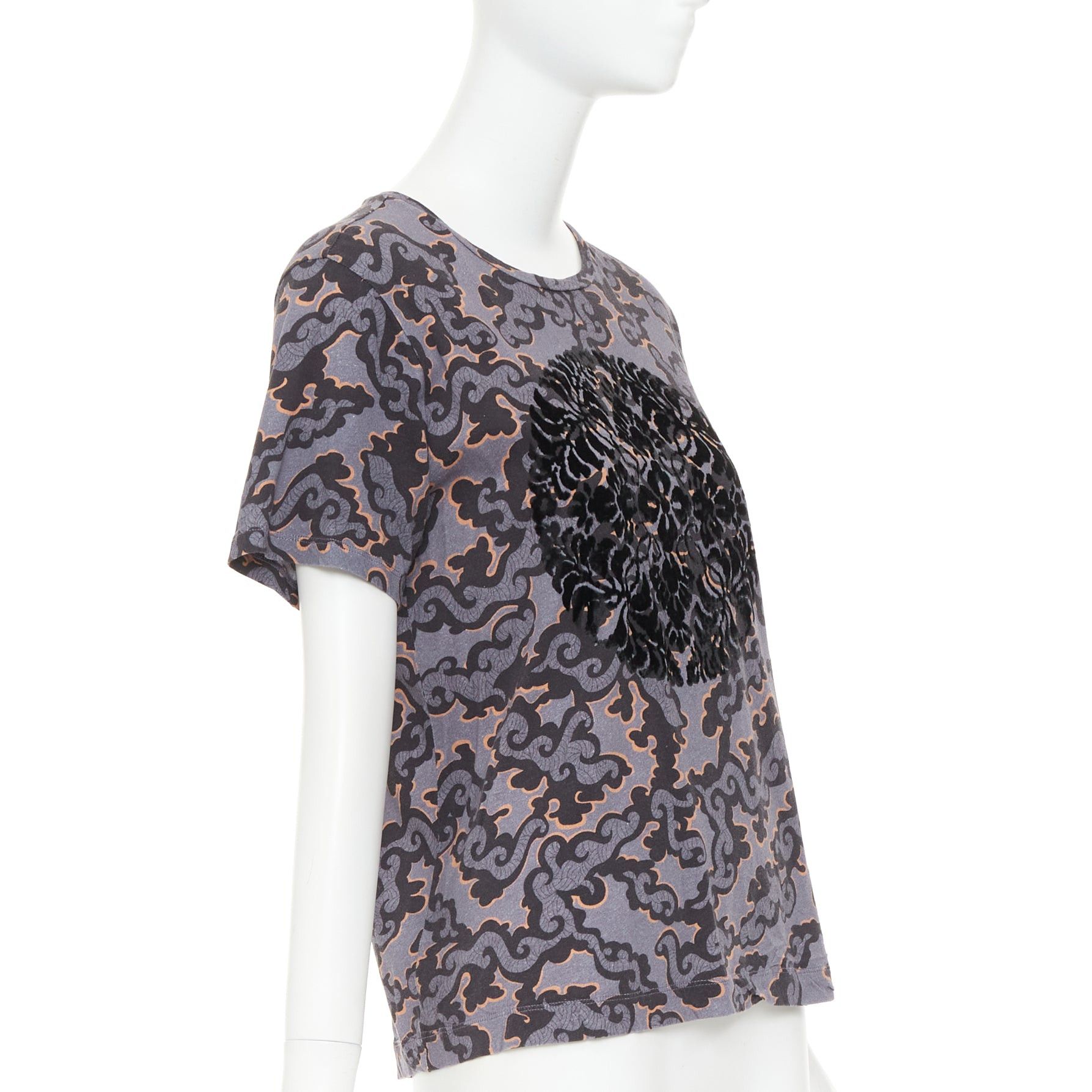 Dries Van Noten DRIES VAN NOTEN 2013 purple orange oriental cloud print felt applique tshirt S Size S / US 4 / IT 40 - 3 Thumbnail