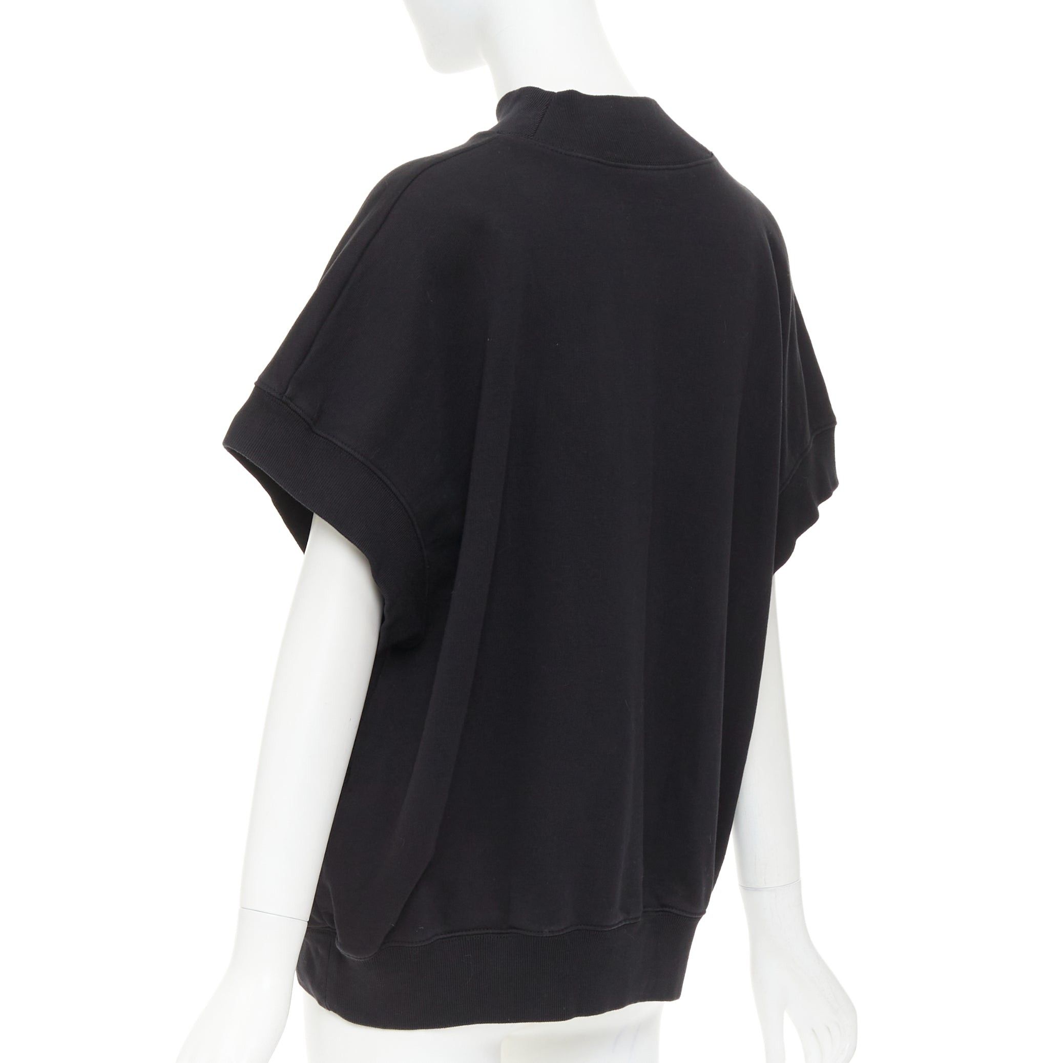 Dries Van Noten DRIES VAN NOTEN black cotton mock neck dolman short sleeves boxy sweatshirt XS Size XS / US 0-2 / IT 36-38 - 6 Thumbnail