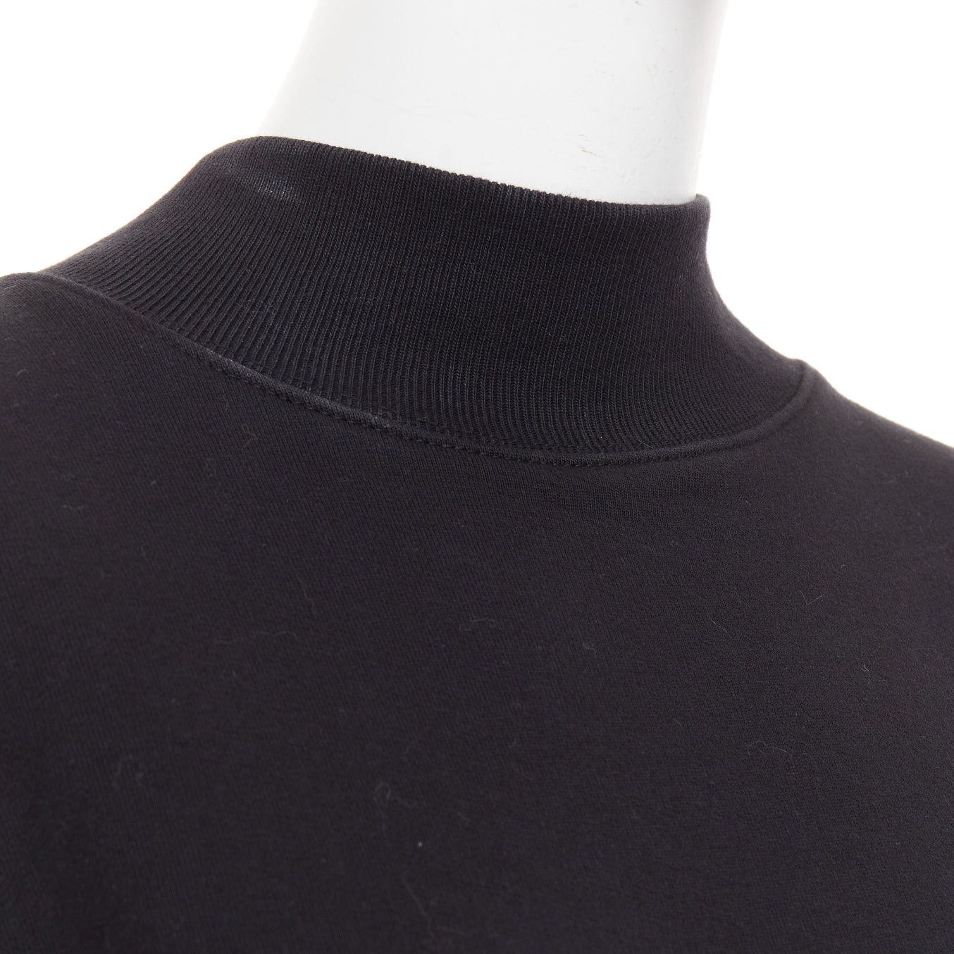 Dries Van Noten DRIES VAN NOTEN black cotton mock neck dolman short sleeves boxy sweatshirt XS Size XS / US 0-2 / IT 36-38 - 2 Thumbnail