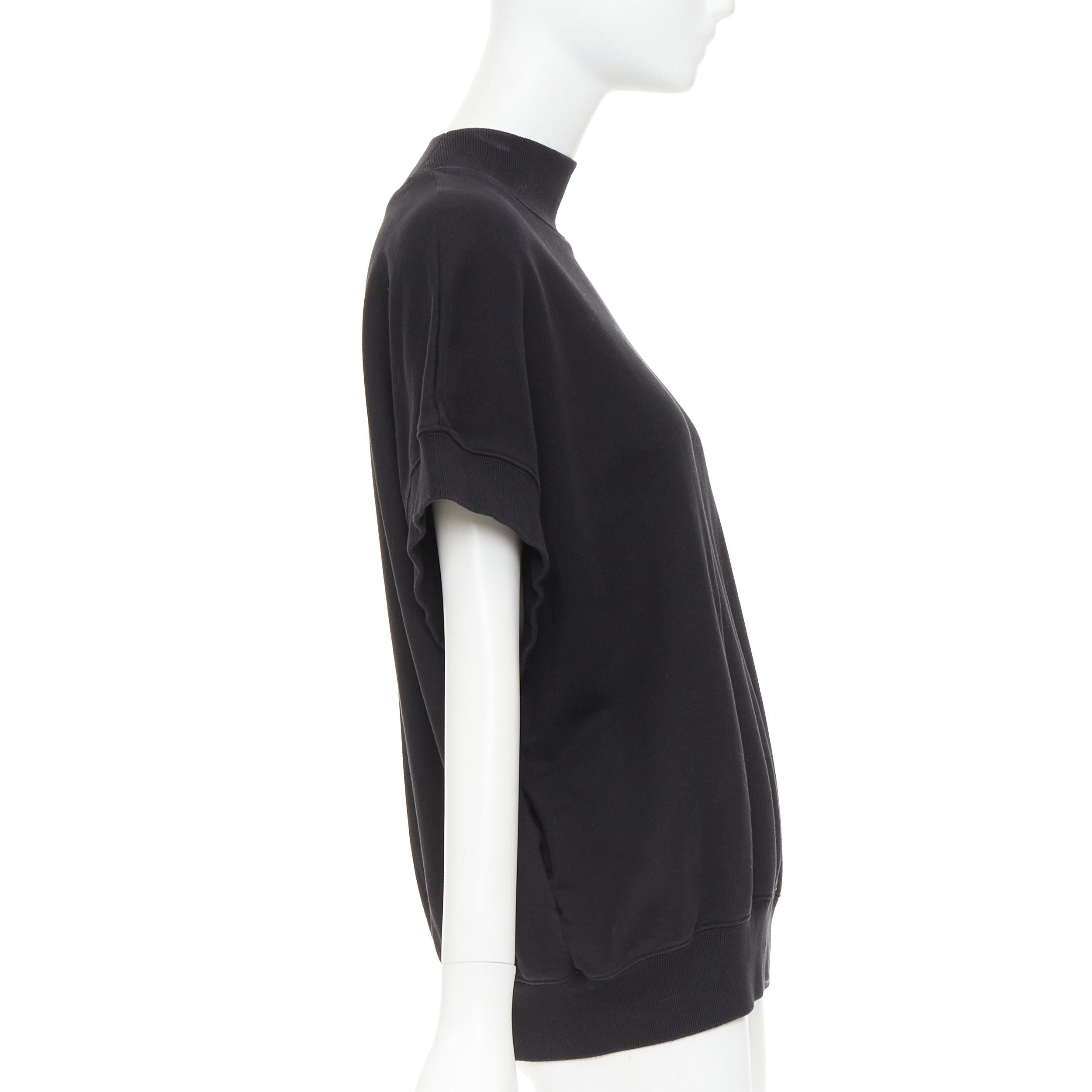 Dries Van Noten DRIES VAN NOTEN black cotton mock neck dolman short sleeves boxy sweatshirt XS Size XS / US 0-2 / IT 36-38 - 4 Thumbnail