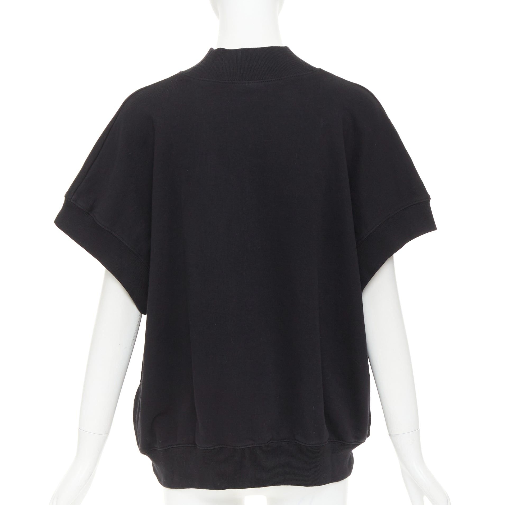 Dries Van Noten DRIES VAN NOTEN black cotton mock neck dolman short sleeves boxy sweatshirt XS Size XS / US 0-2 / IT 36-38 - 5 Thumbnail