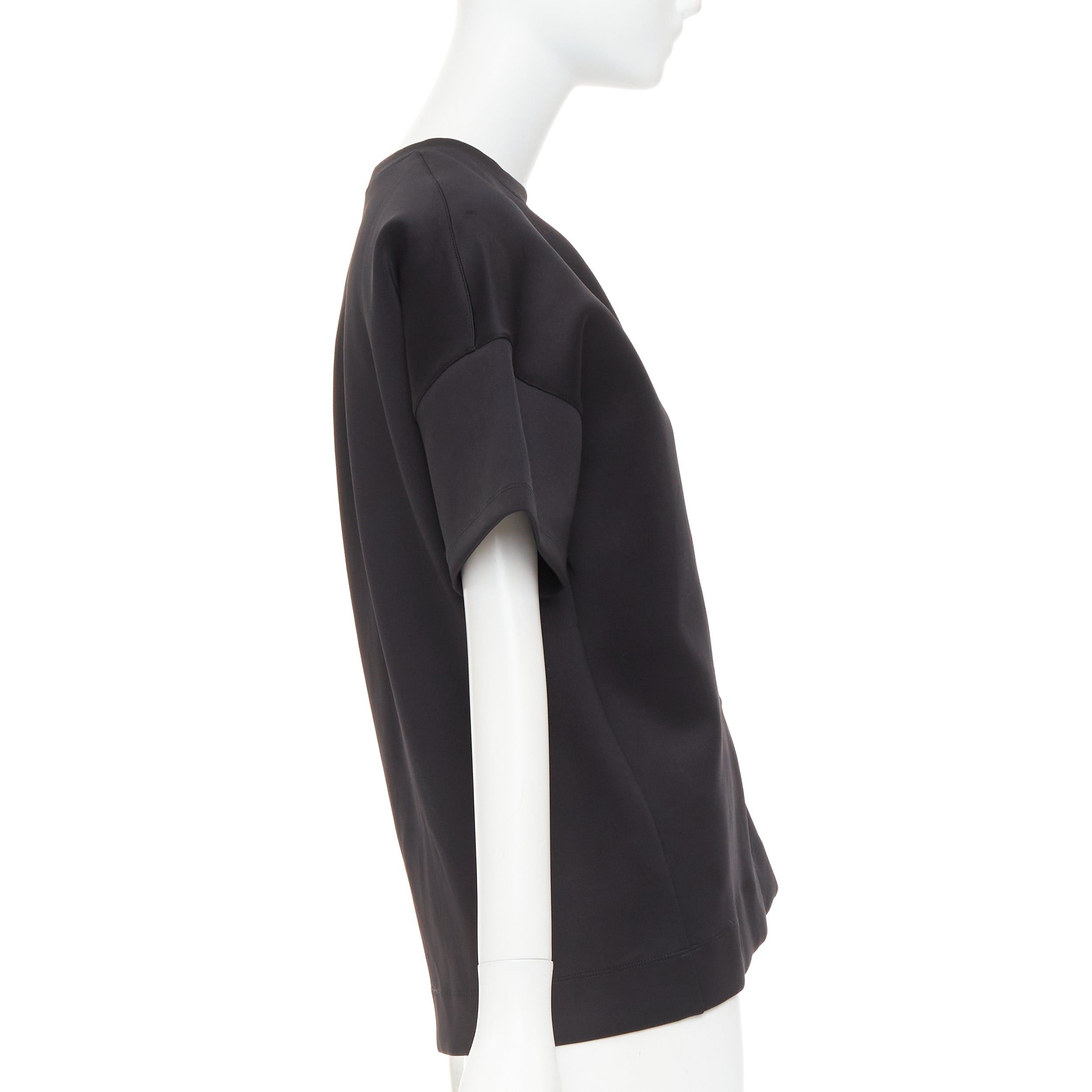 Balenciaga BALENCIAGA 2015 Runway black neoprene pearl pin asymmetric draped boxy top S Size S / US 4 / IT 40 - 4 Thumbnail