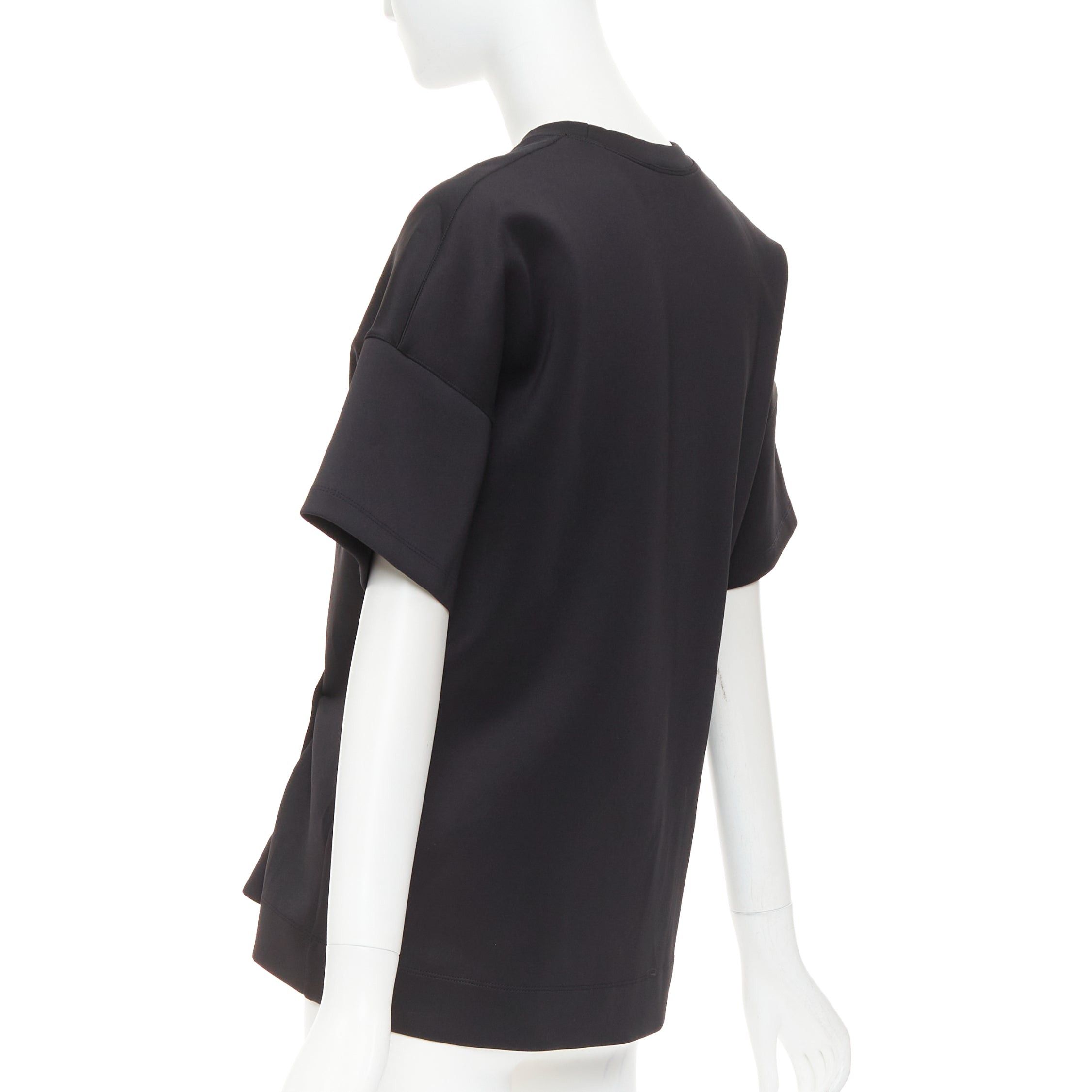 Balenciaga BALENCIAGA 2015 Runway black neoprene pearl pin asymmetric draped boxy top S Size S / US 4 / IT 40 - 6 Thumbnail