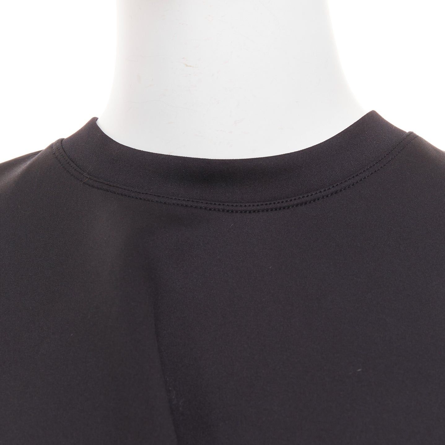 Balenciaga BALENCIAGA 2015 Runway black neoprene pearl pin asymmetric draped boxy top S Size S / US 4 / IT 40 - 7 Thumbnail