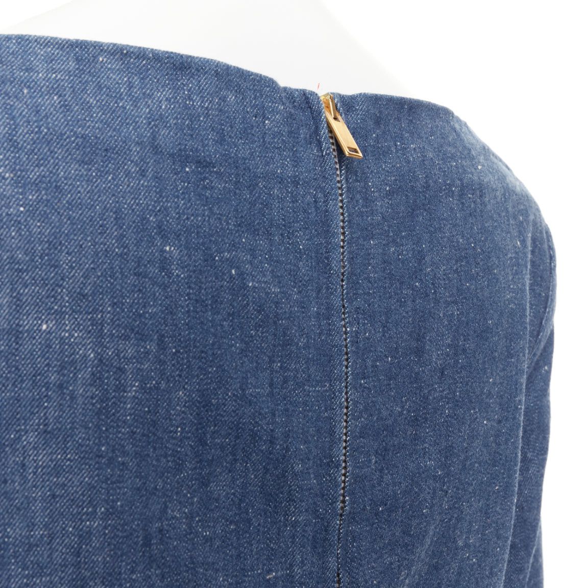 Celine OLD CELINE 2011 Phoebe Philo blue cotton denim bateau boat neck 3/4 sleeve top FR40 S Size M / US 6-8 / IT 42-44 - 7 Thumbnail