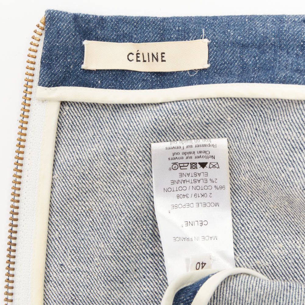 Celine OLD CELINE 2011 Phoebe Philo blue cotton denim bateau boat neck 3/4 sleeve top FR40 S Size M / US 6-8 / IT 42-44 - 8 Thumbnail