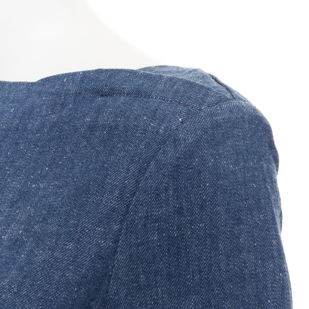 Celine OLD CELINE 2011 Phoebe Philo blue cotton denim bateau boat neck 3/4 sleeve top FR40 S Size M / US 6-8 / IT 42-44 - 2 Thumbnail
