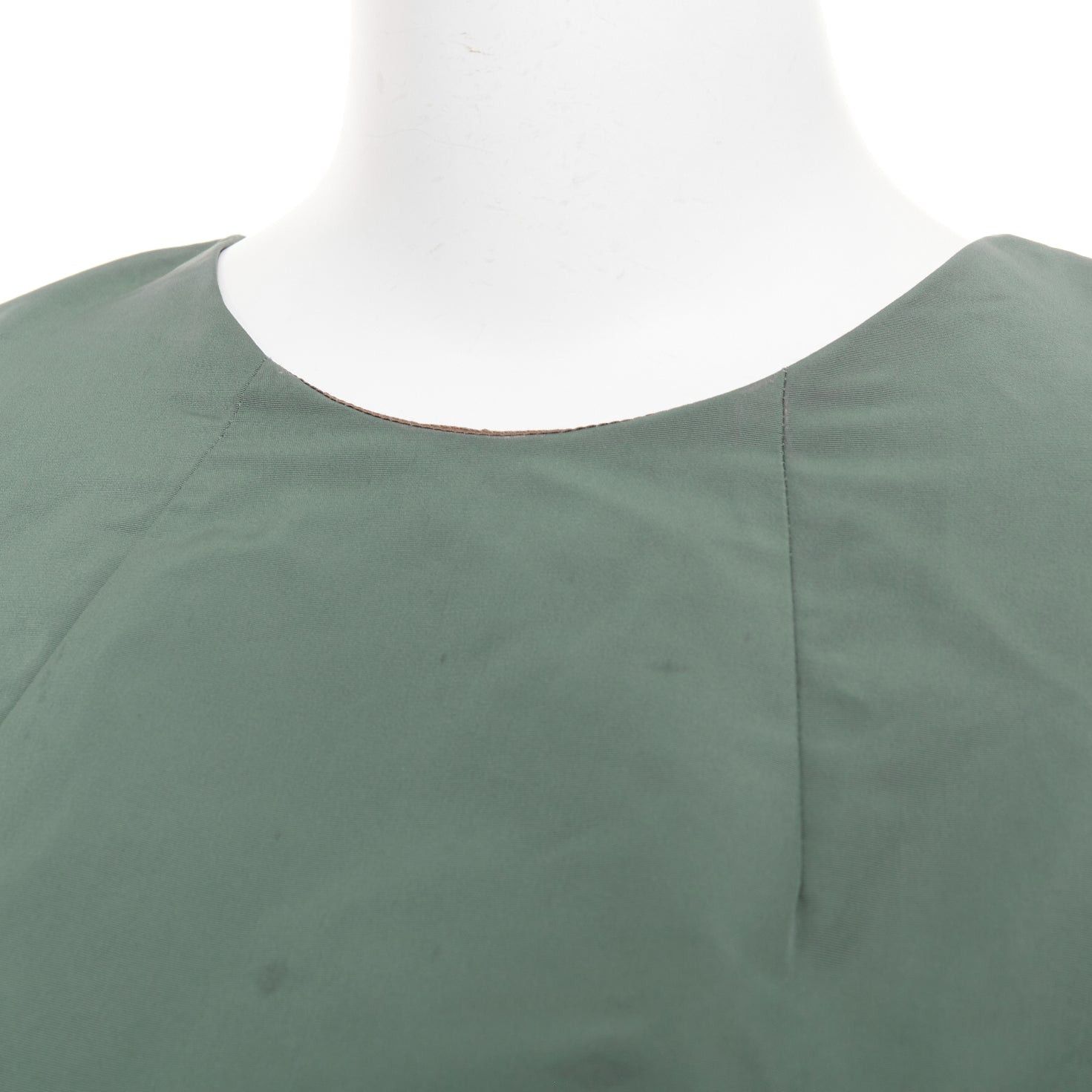 Dries Van Noten DRIES VAN NOTEN 2017 Runway green taffeta darted neck flutter sleeve boxy top FR36 S Size S / US 4 / IT 40 - 7 Thumbnail