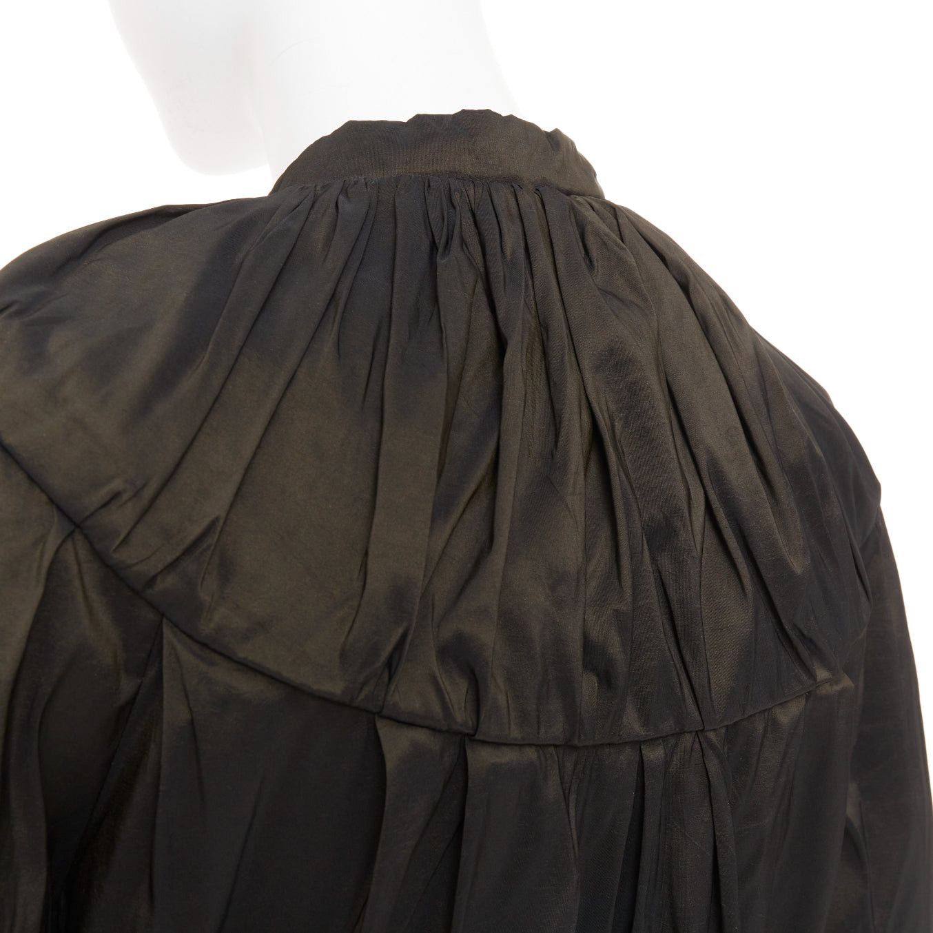 Lanvin LANVIN 2006 olive green silk blend ruched rib contrast blouse overshirt FR36 S Size S / US 4 / IT 40 - 2 Thumbnail