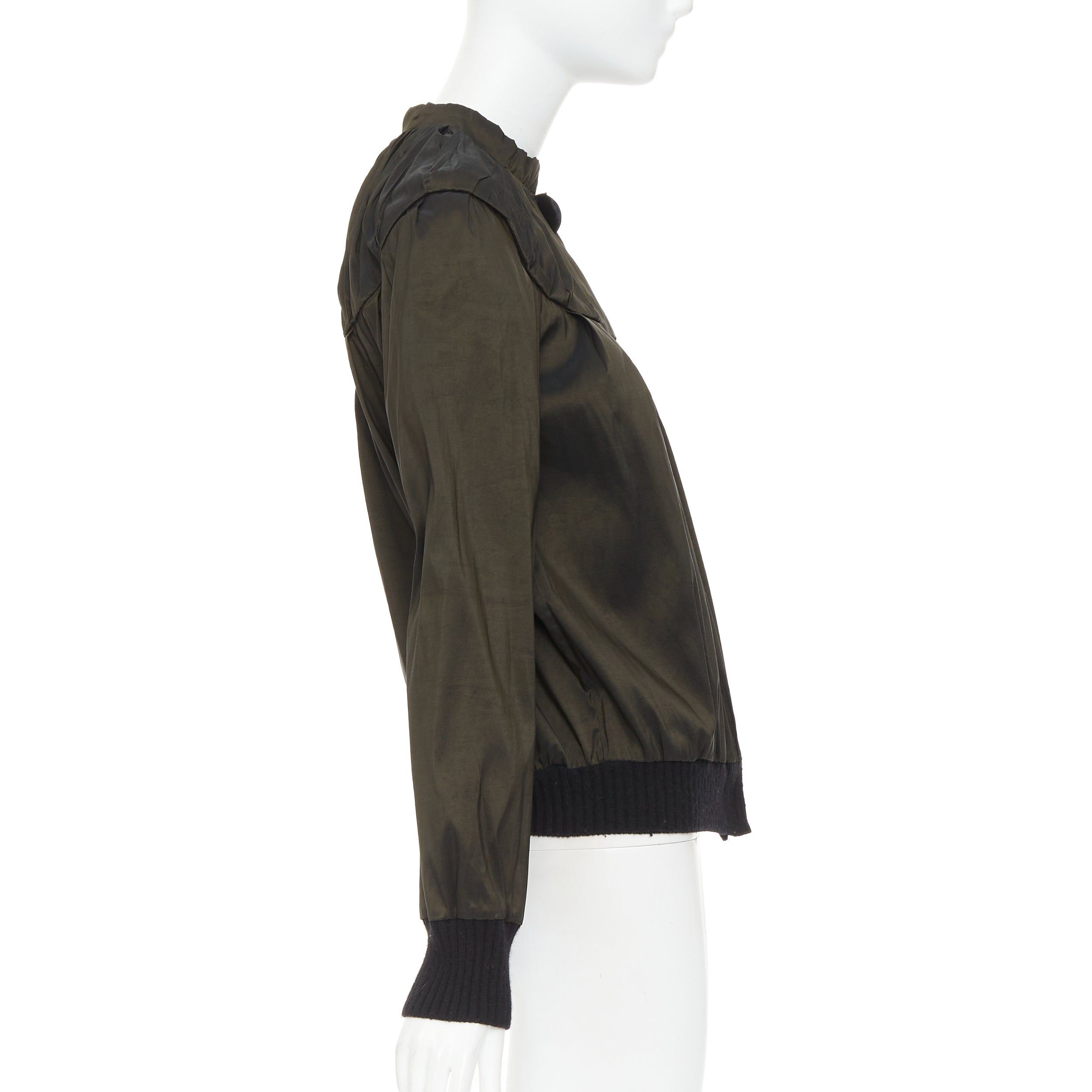 Lanvin LANVIN 2006 olive green silk blend ruched rib contrast blouse overshirt FR36 S Size S / US 4 / IT 40 - 5 Thumbnail