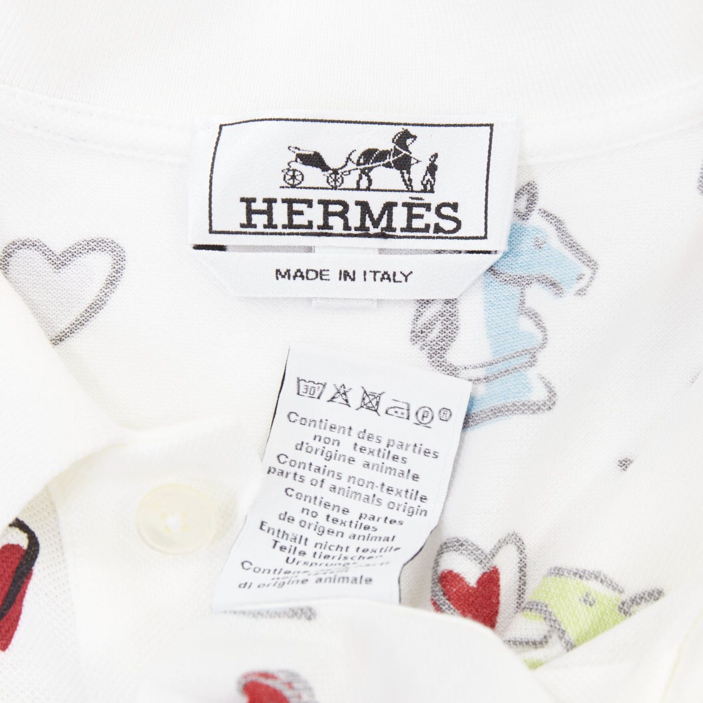 Hermes HERMES 2022 white multicolor animal chess print playgrounds cotton polo shirt S Size S / US 4 / IT 40 - 8 Thumbnail