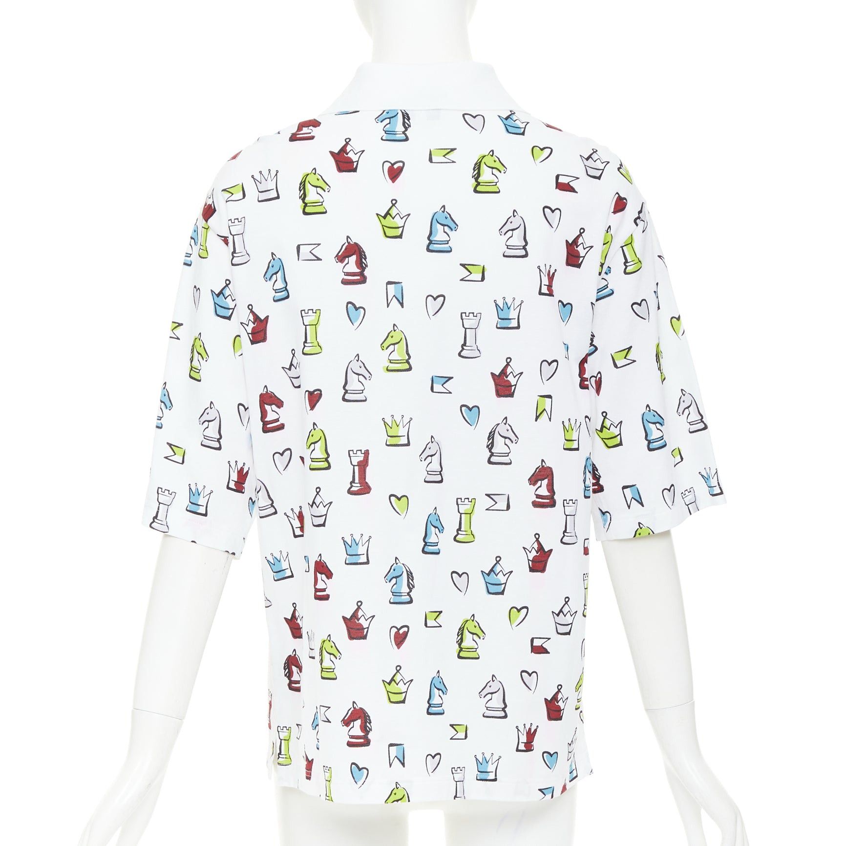Hermes HERMES 2022 white multicolor animal chess print playgrounds cotton polo shirt S Size S / US 4 / IT 40 - 5 Thumbnail