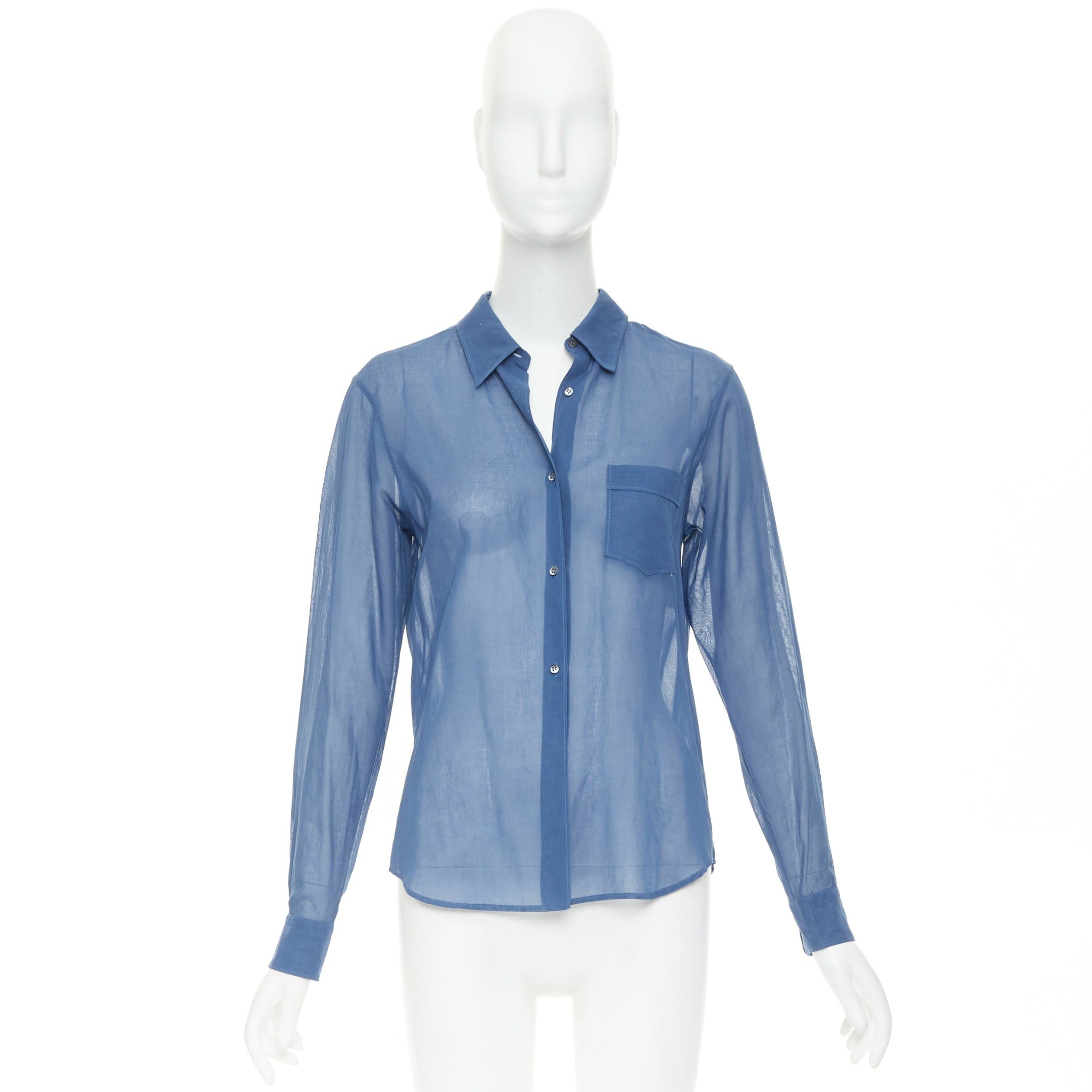 Jil Sander JIL SANDER 2011 Raf Simons blue cotton sheer patch pocket shirt FR36 S Size S / US 4 / IT 40 - 9 Thumbnail