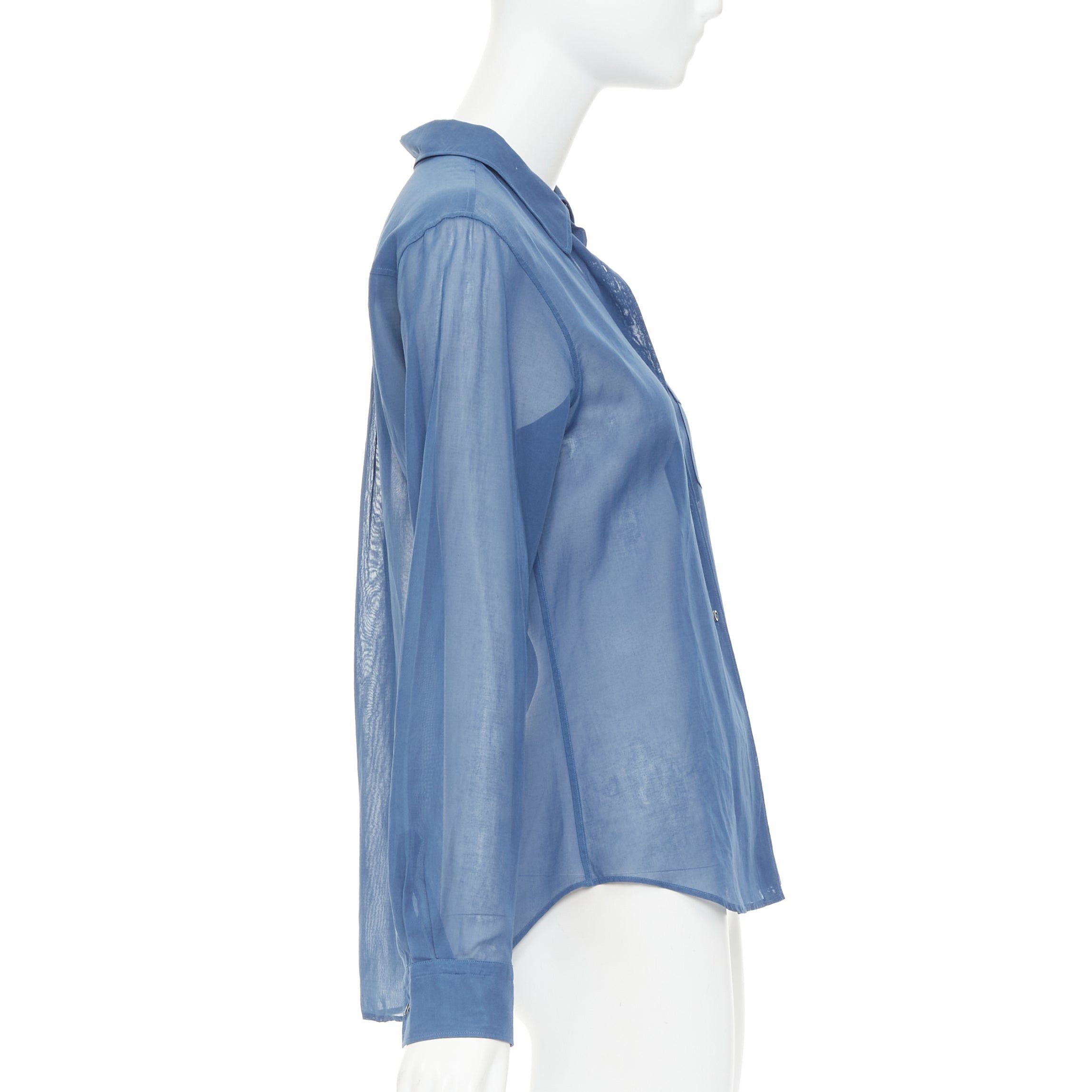 Jil Sander JIL SANDER 2011 Raf Simons blue cotton sheer patch pocket shirt FR36 S Size S / US 4 / IT 40 - 4 Thumbnail