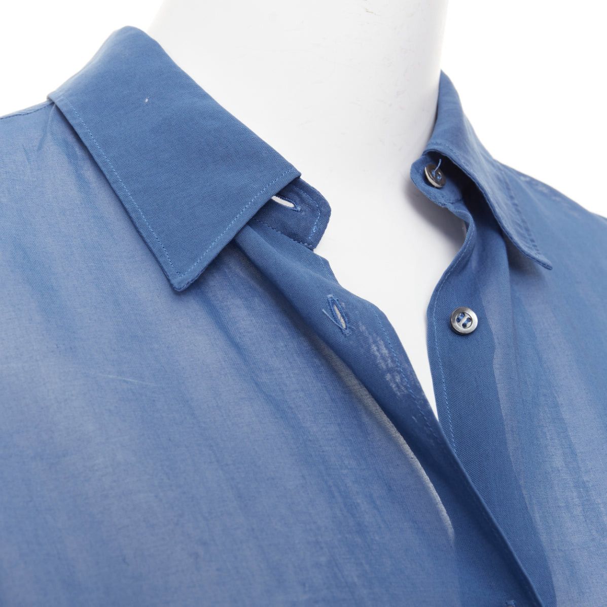 Jil Sander JIL SANDER 2011 Raf Simons blue cotton sheer patch pocket shirt FR36 S Size S / US 4 / IT 40 - 2 Thumbnail