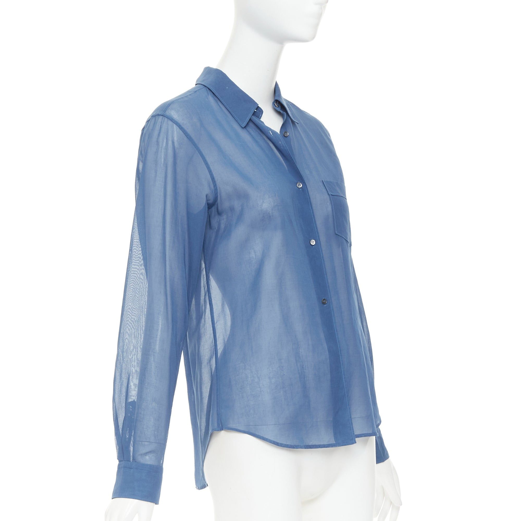 Jil Sander JIL SANDER 2011 Raf Simons blue cotton sheer patch pocket shirt FR36 S Size S / US 4 / IT 40 - 3 Thumbnail
