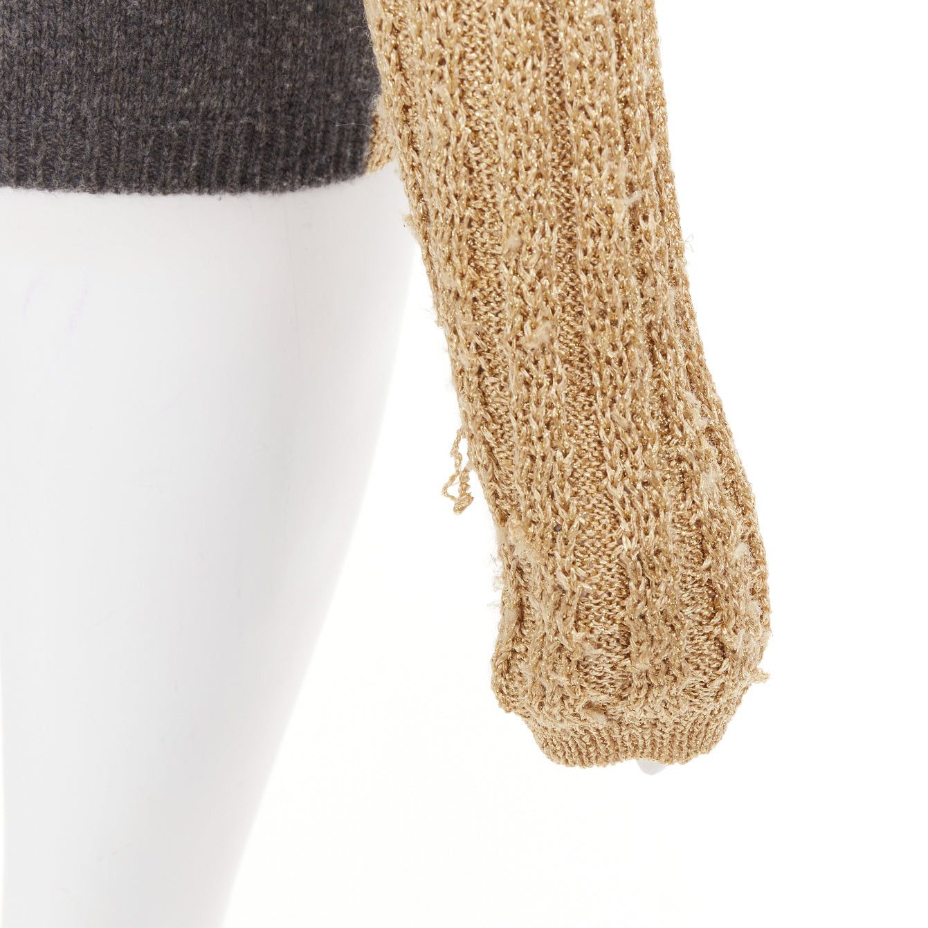Marni MARNI 2010 gold metallic cable knit front grey contrast back cardigan IT40 S Size S / US 4 / IT 40 - 8 Thumbnail