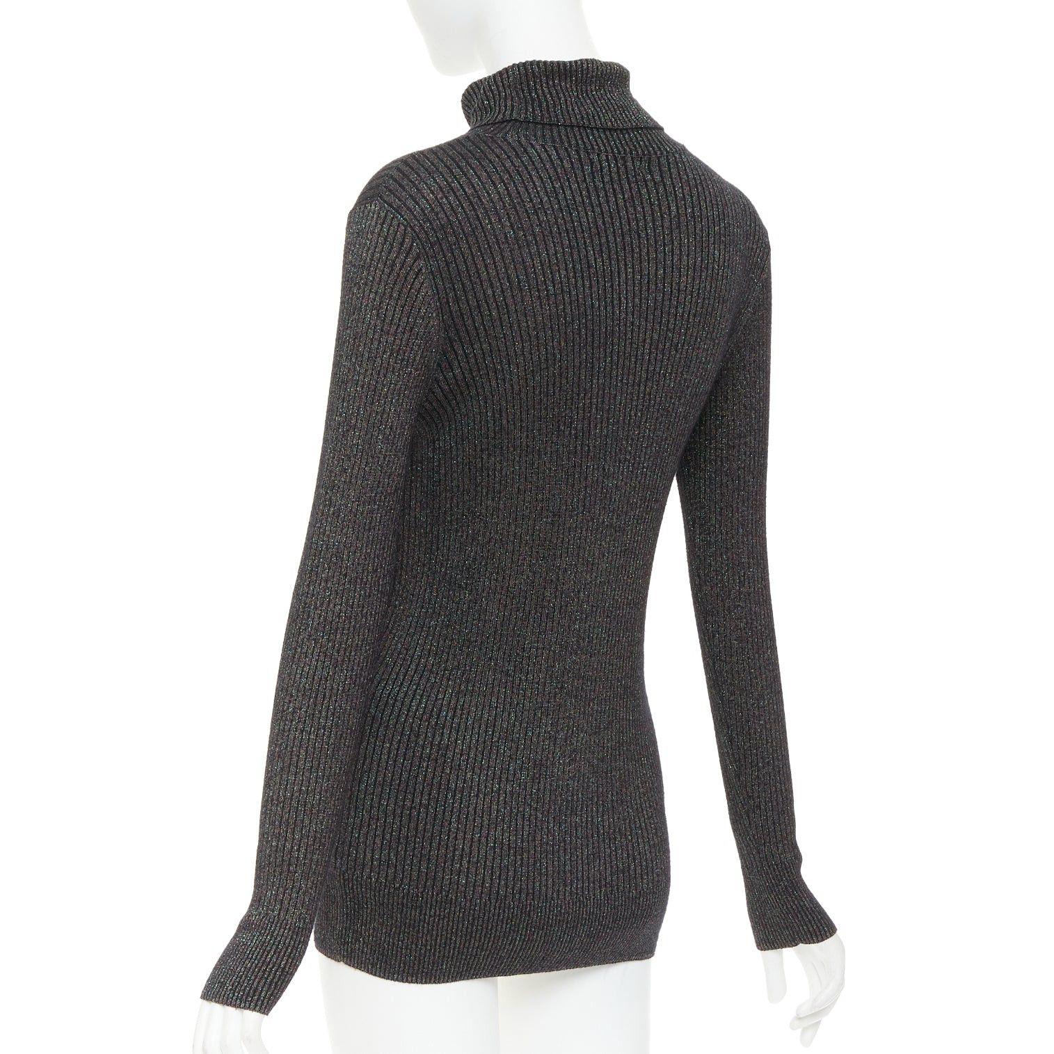Dries Van Noten DRIES VAN NOTEN metallic green lurex viscose blend ribbed turtleneck sweater M Size M / US 6-8 / IT 42-44 - 6 Thumbnail