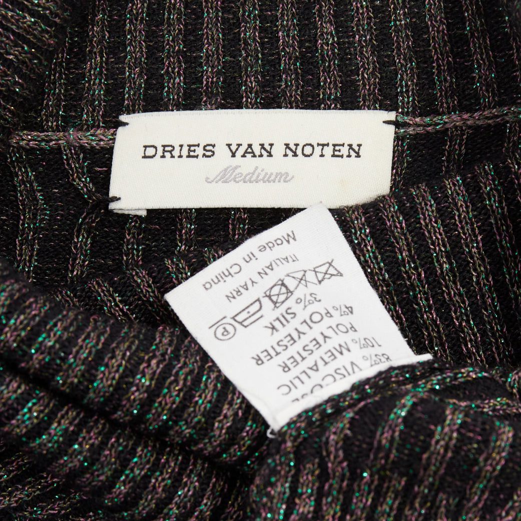 Dries Van Noten DRIES VAN NOTEN metallic green lurex viscose blend ribbed turtleneck sweater M Size M / US 6-8 / IT 42-44 - 8 Thumbnail